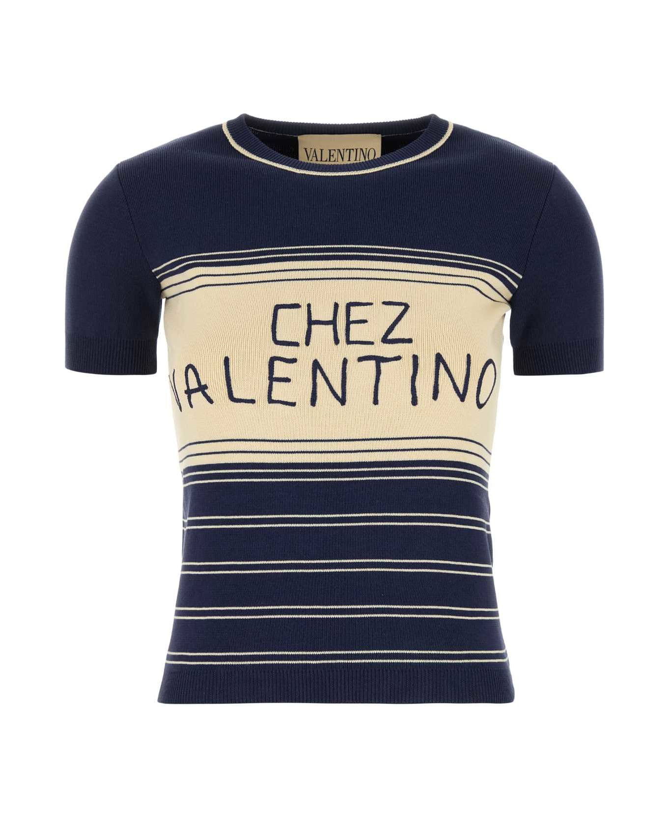 Navy Blue Cotton Sweater - 1