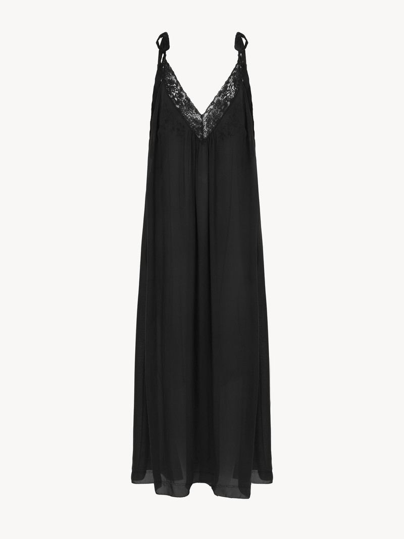 Chloé LONG SLIP DRESS IN SILK CHARMEUSE & LACE outlook