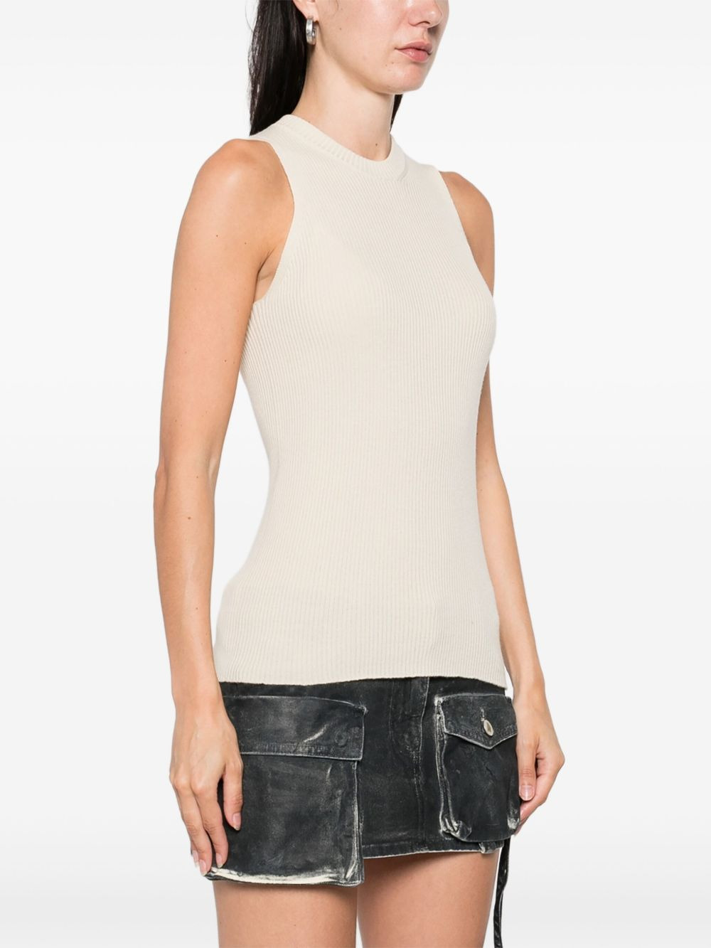 ribbed sleeveless top - 3