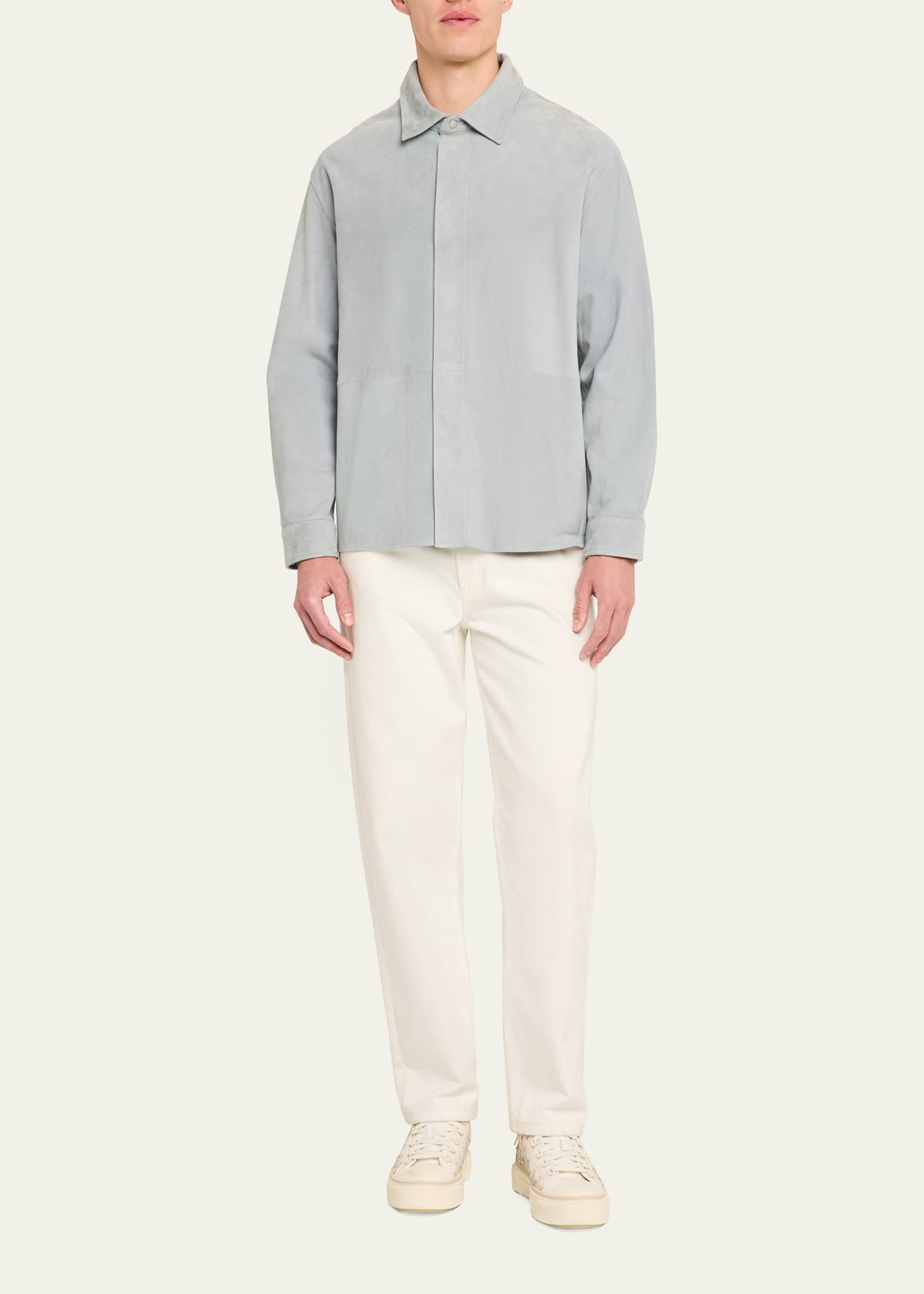 Men's Solid Suede Overshirt - 2