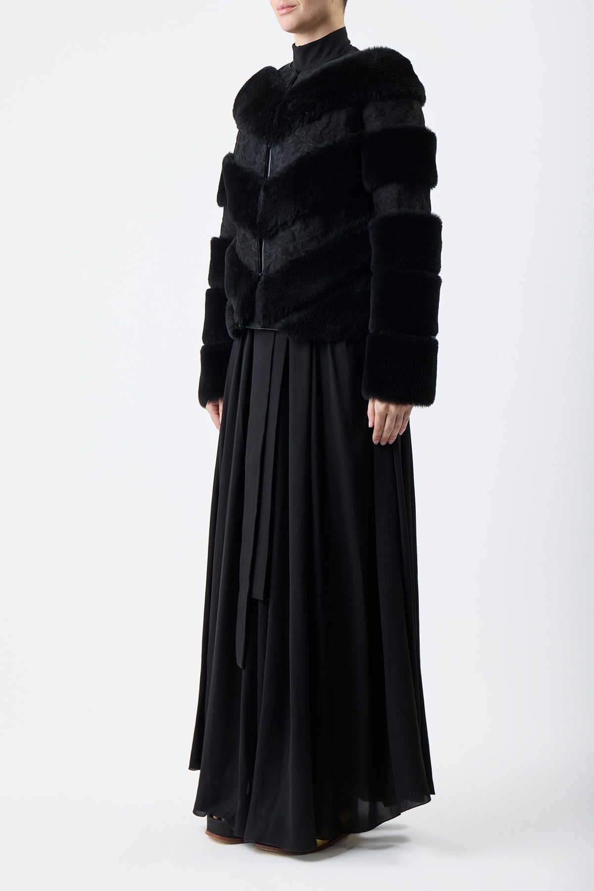 Carys Jacket in Black Suede with Shearling - 3