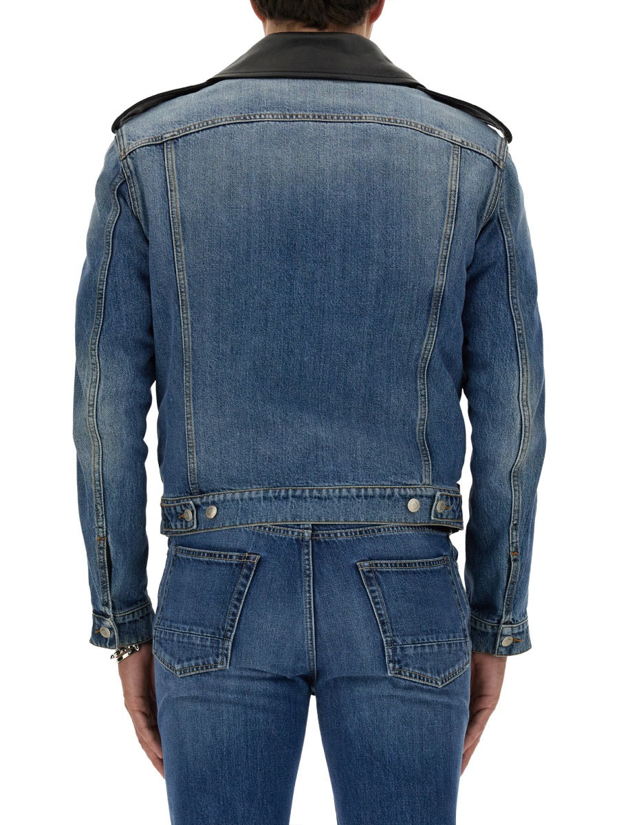 Alexander Mcqueen Men Combo Biker Jacket - 4