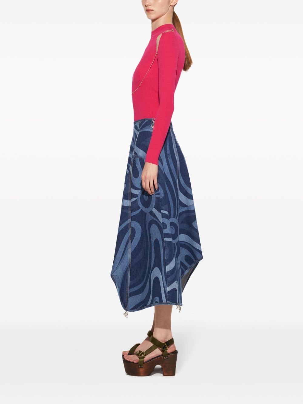 Marmo-print denim skirt - 3