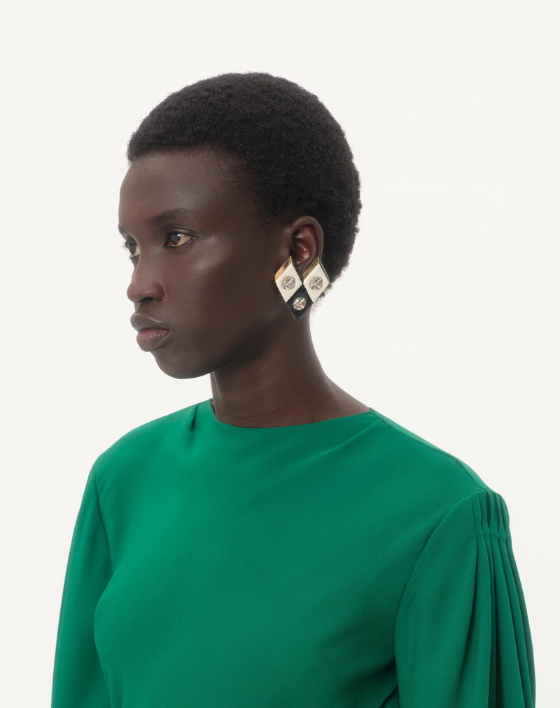 Valentino LOSANGETTES METAL, ENAMEL AND CRYSTAL EARRINGS outlook