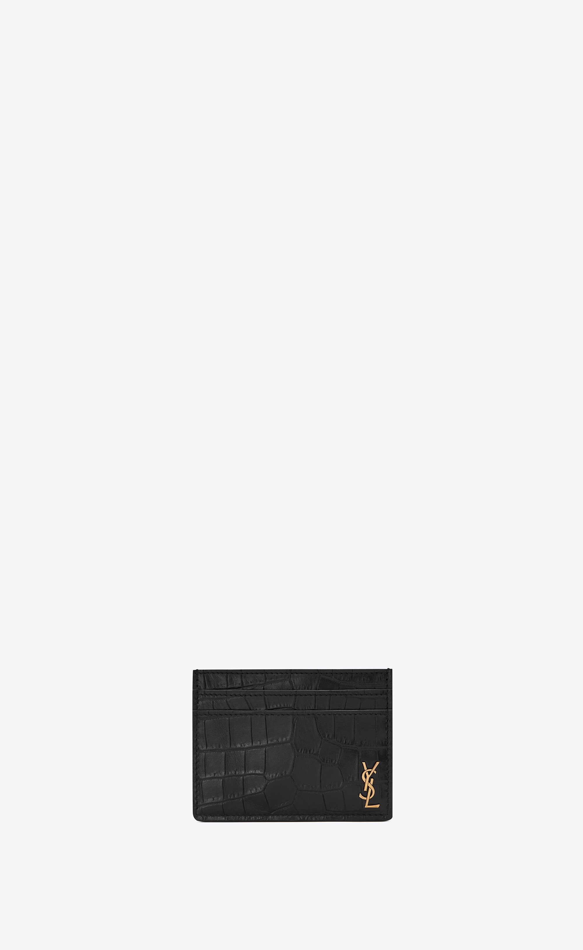 Saint Laurent Men's Cassandre Credit Card Wallet - Black One-Size