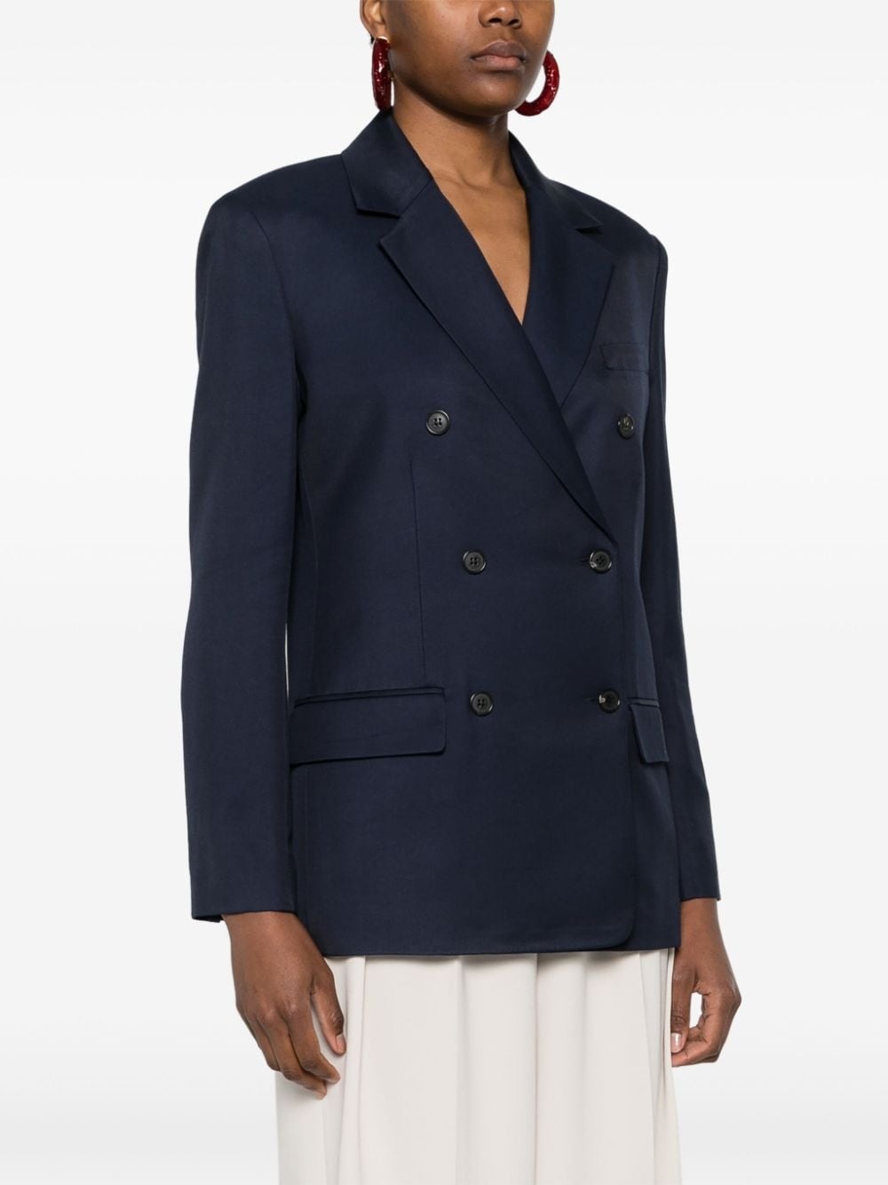 double-breasted twill blazer - 3
