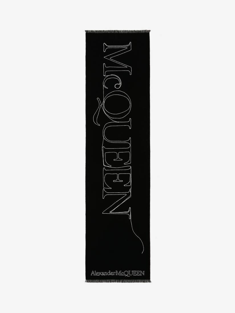 Mcqueen Thread Scarf in Black/ivory - 1