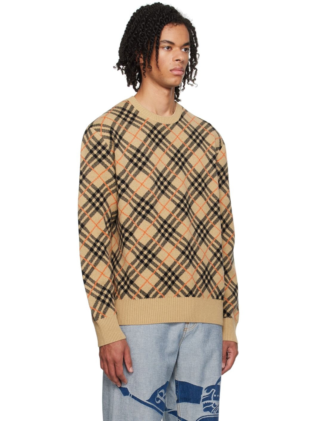 Brown Check Cashmere Sweater - 2