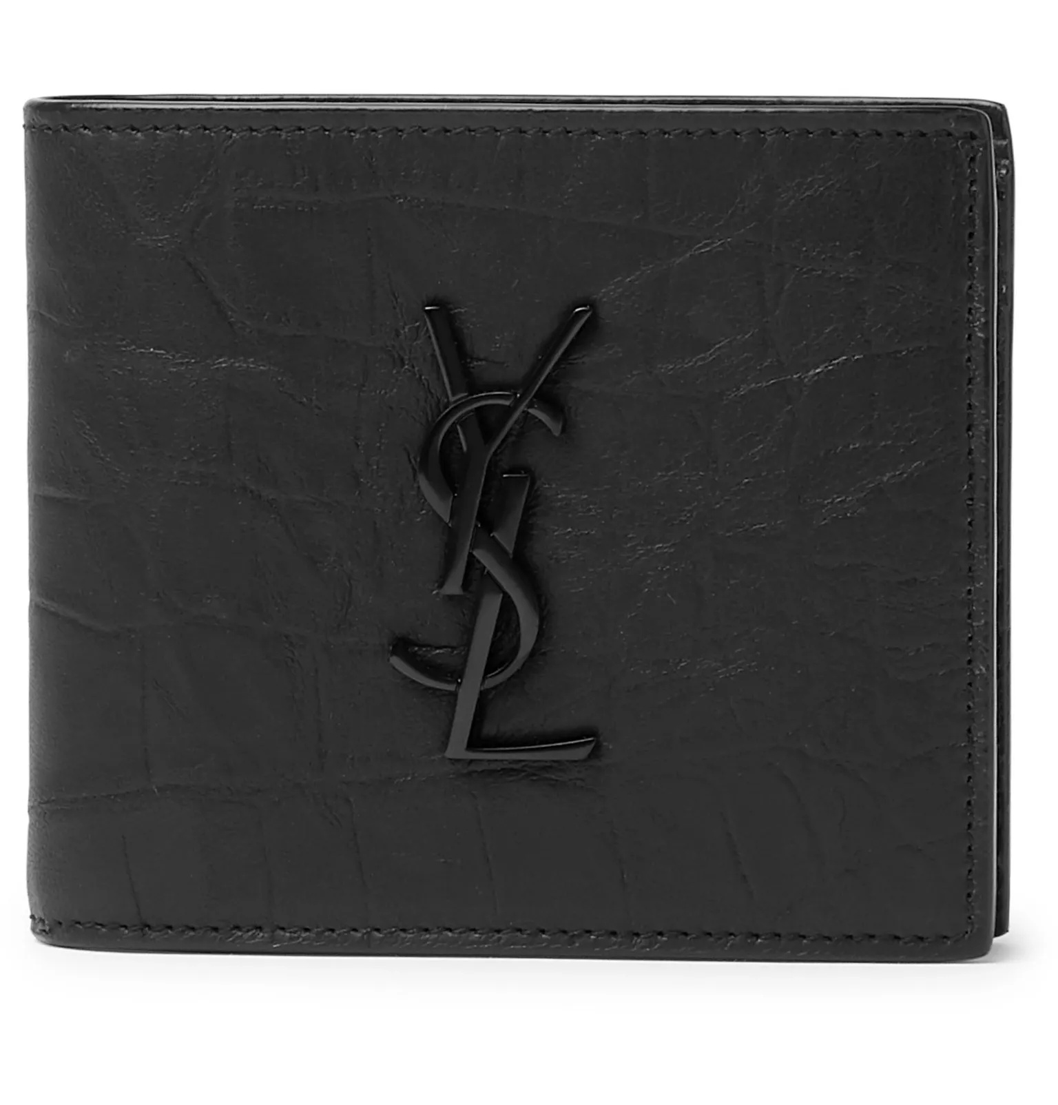 Logo-Appliquéd Croc-Effect Leather Billfold Wallet - 1