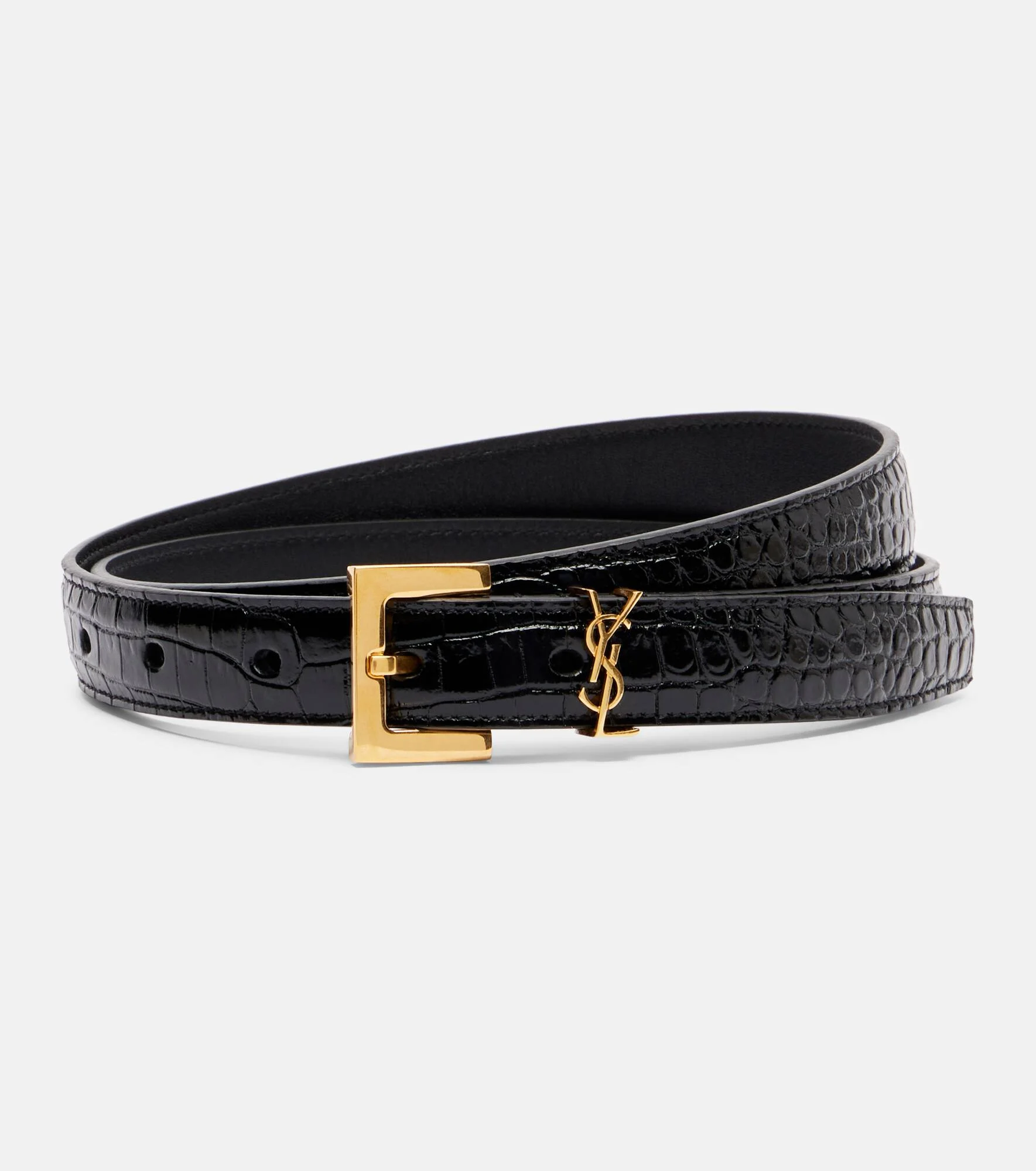 Cassandre croc-effect leather belt - 1