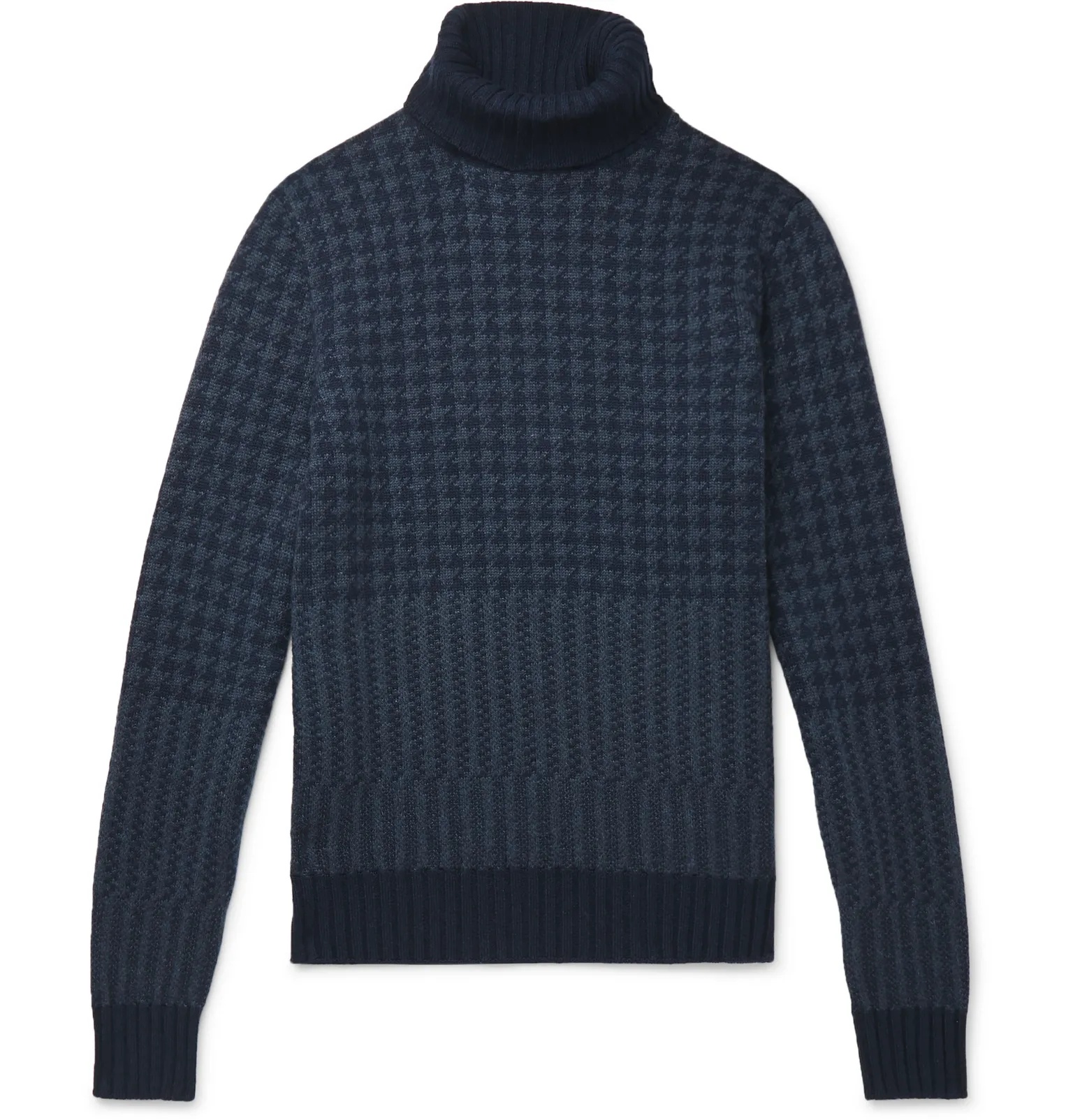 Houndstooth Cashmere Rollneck Sweater - 1