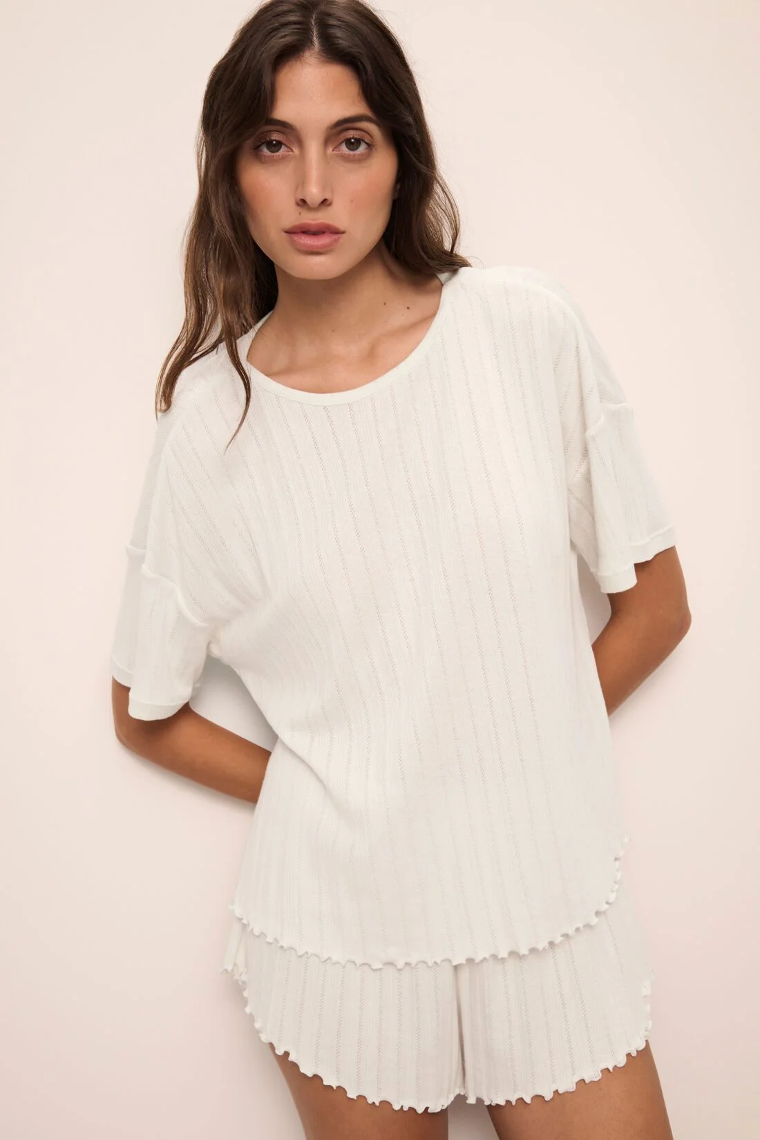 Pointelle Short Sleeve Tee - 1
