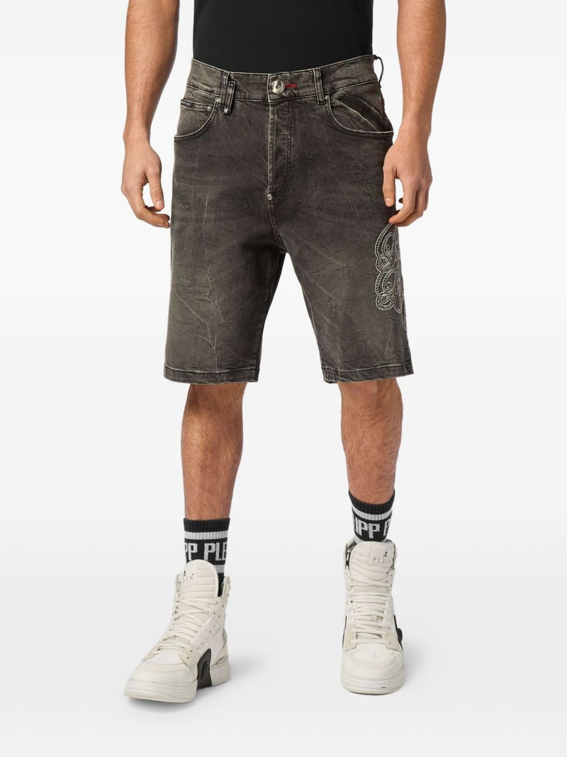 PHILIPP PLEIN knee-length denim shorts outlook