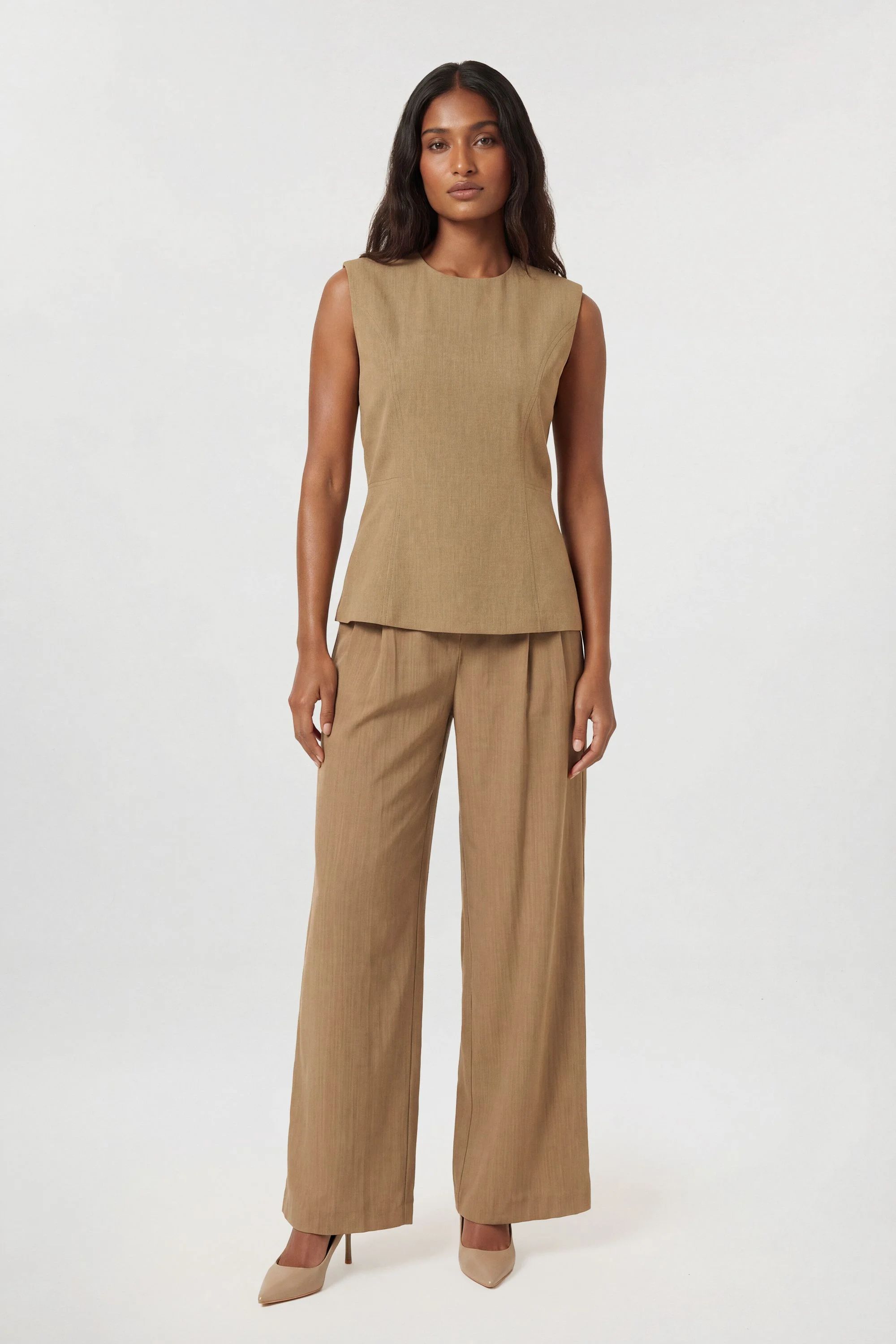Tailored Wide Leg Pleat Detail Trouser - 1