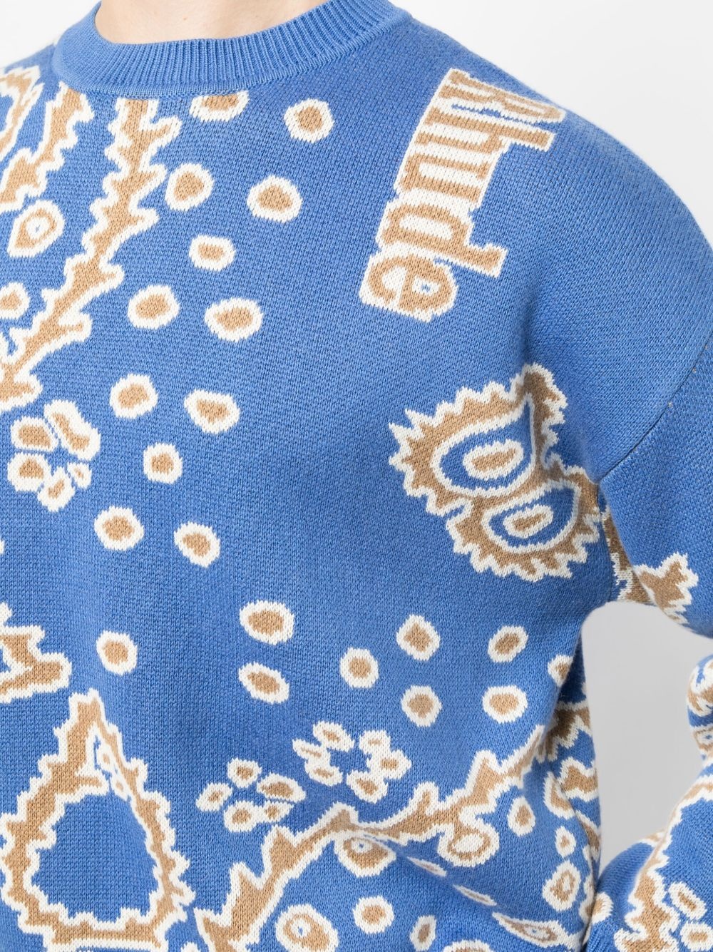 Bandana Knit Crewneck "Light Blue / Tan / Creme" - 5