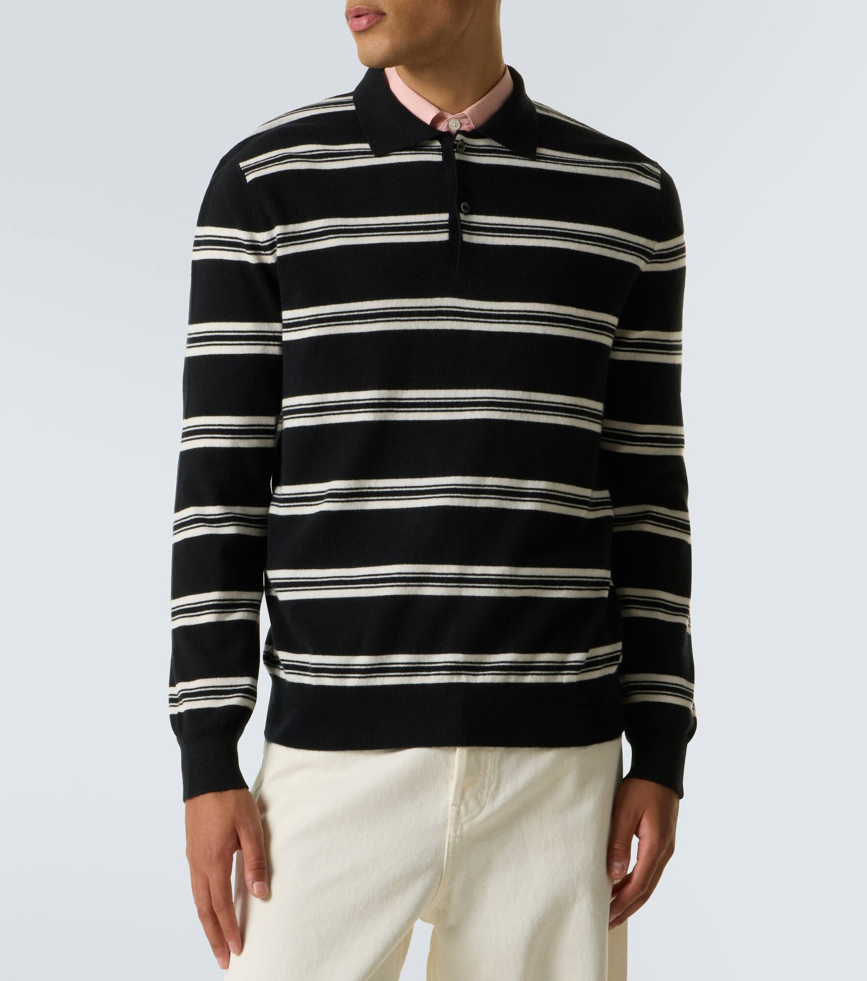 Mr Swansea striped cashmere polo sweater - 3