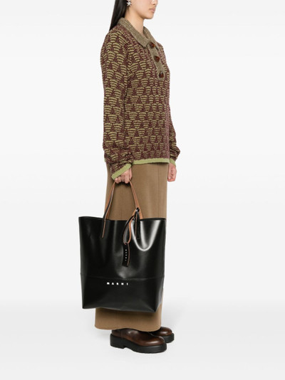 Marni Tribeca logo-print faux-leather tote bag outlook
