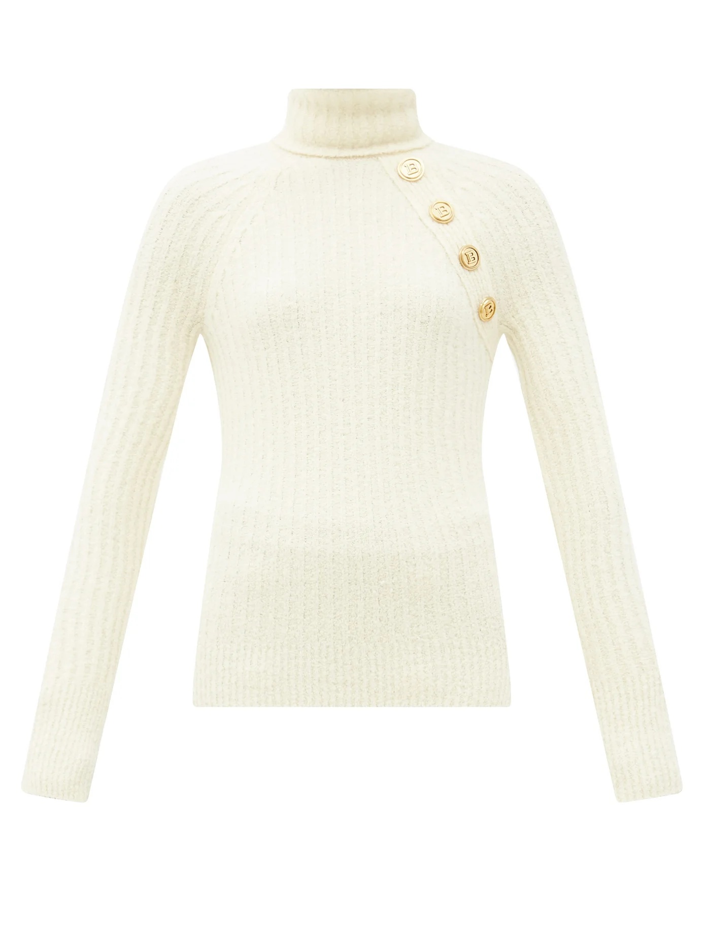 Button roll-neck wool-blend sweater - 1