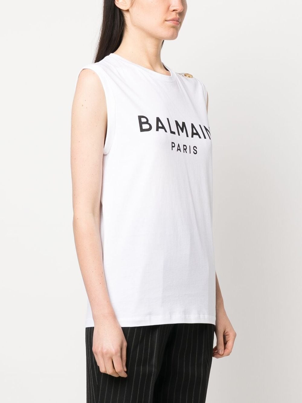 logo-print detail tank top - 3