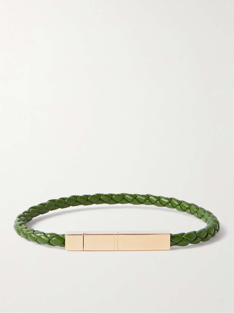 Bottega Veneta Braided Leather and Sterling Silver Bracelet outlook