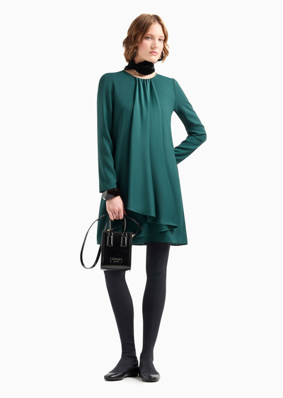 EMPORIO ARMANI Satin crêpe tunic dress with oversized ruffle outlook