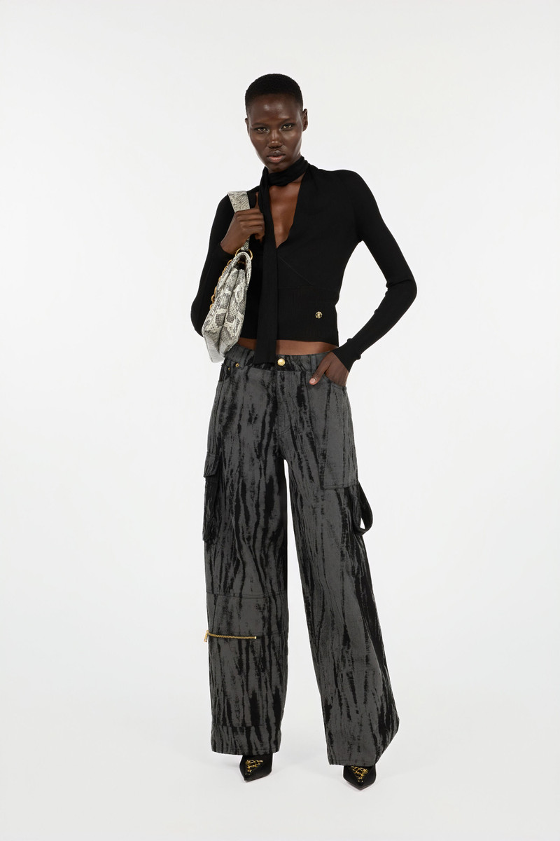 Roberto Cavalli Black Wrap-Over Sweater outlook