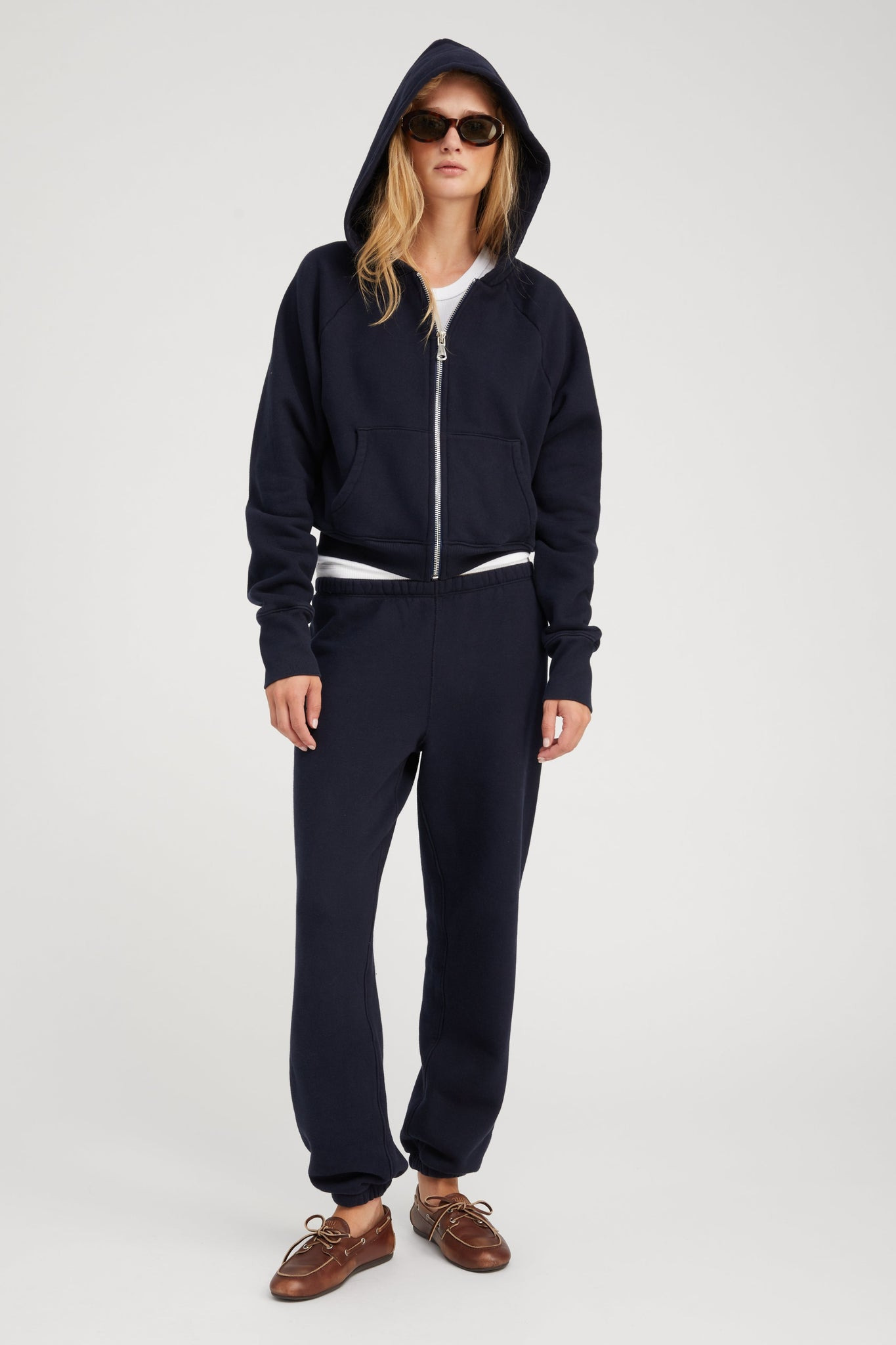 NAVY COTTON MINI LOGO SWEATPANTS - 5