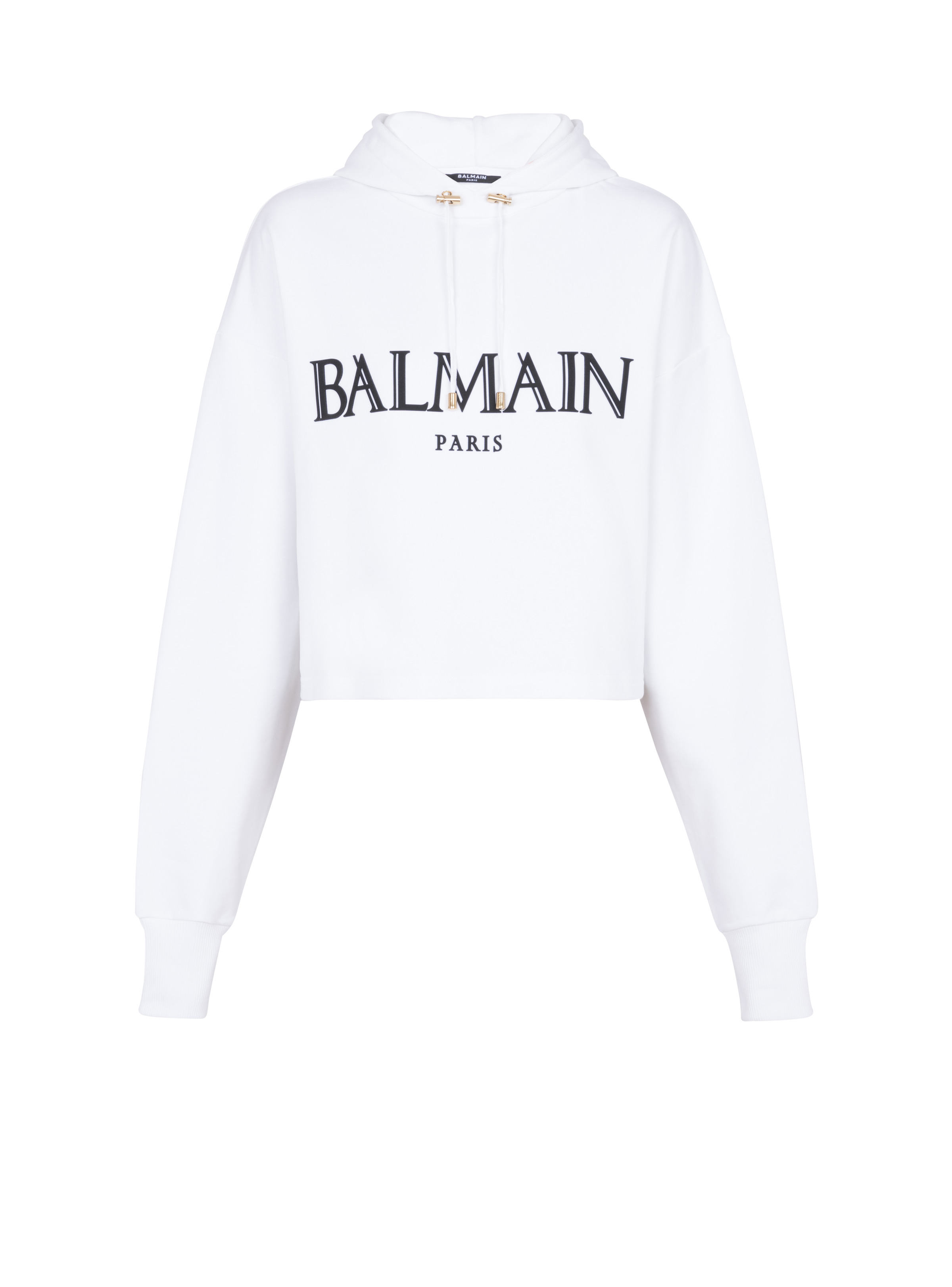 Cropped hoodie with rubber Roman Balmain logo - 1