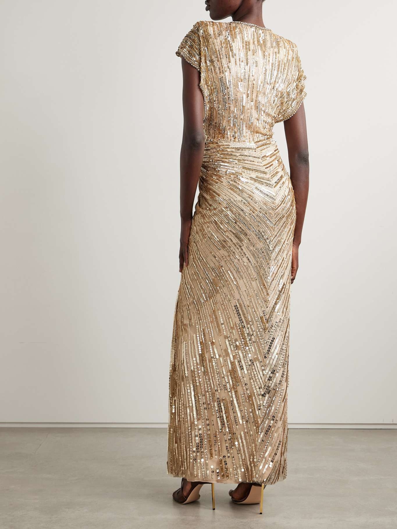Zola draped embellished tulle gown Gold - 3