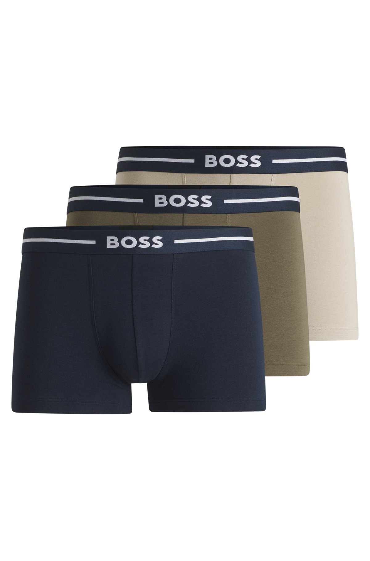 THREE-PACK OF STRETCH-COTTON TRUNKS WITH LOGO WAISTBANDS - 1