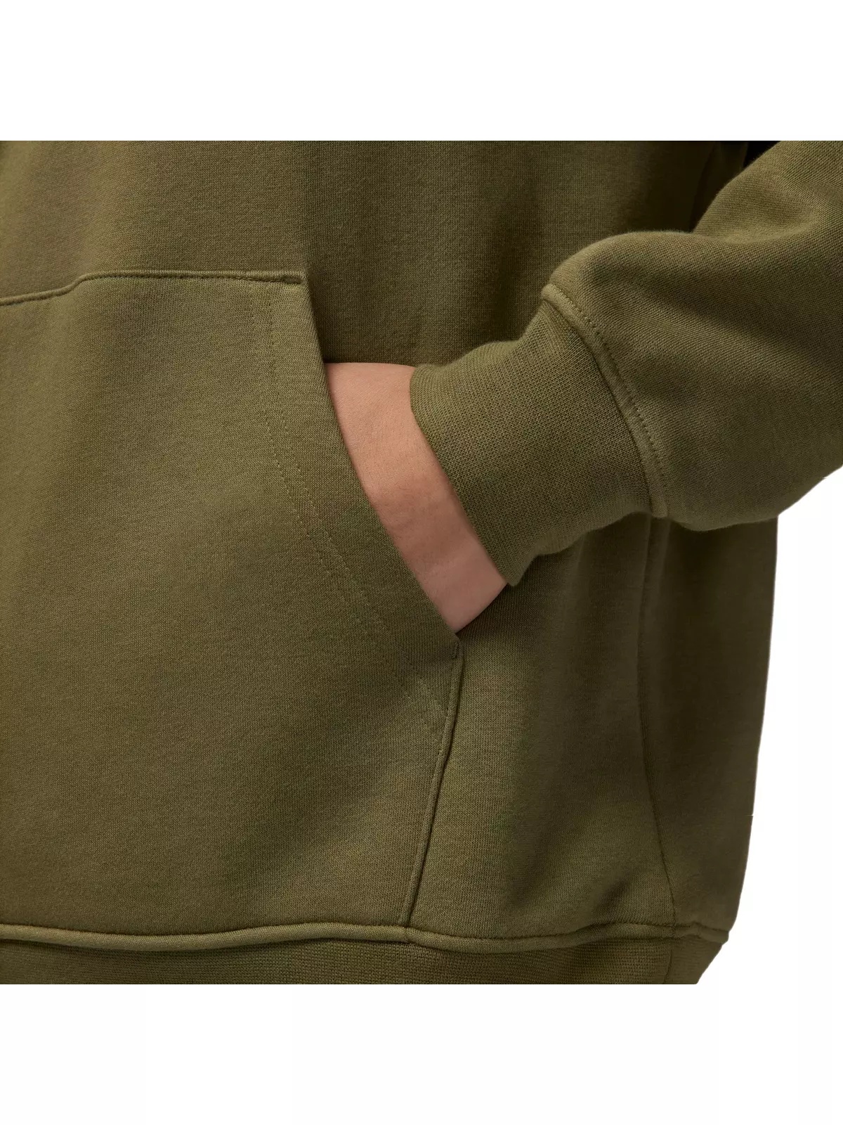 Men's Essentials Fleece Hoodie-Olive - 4