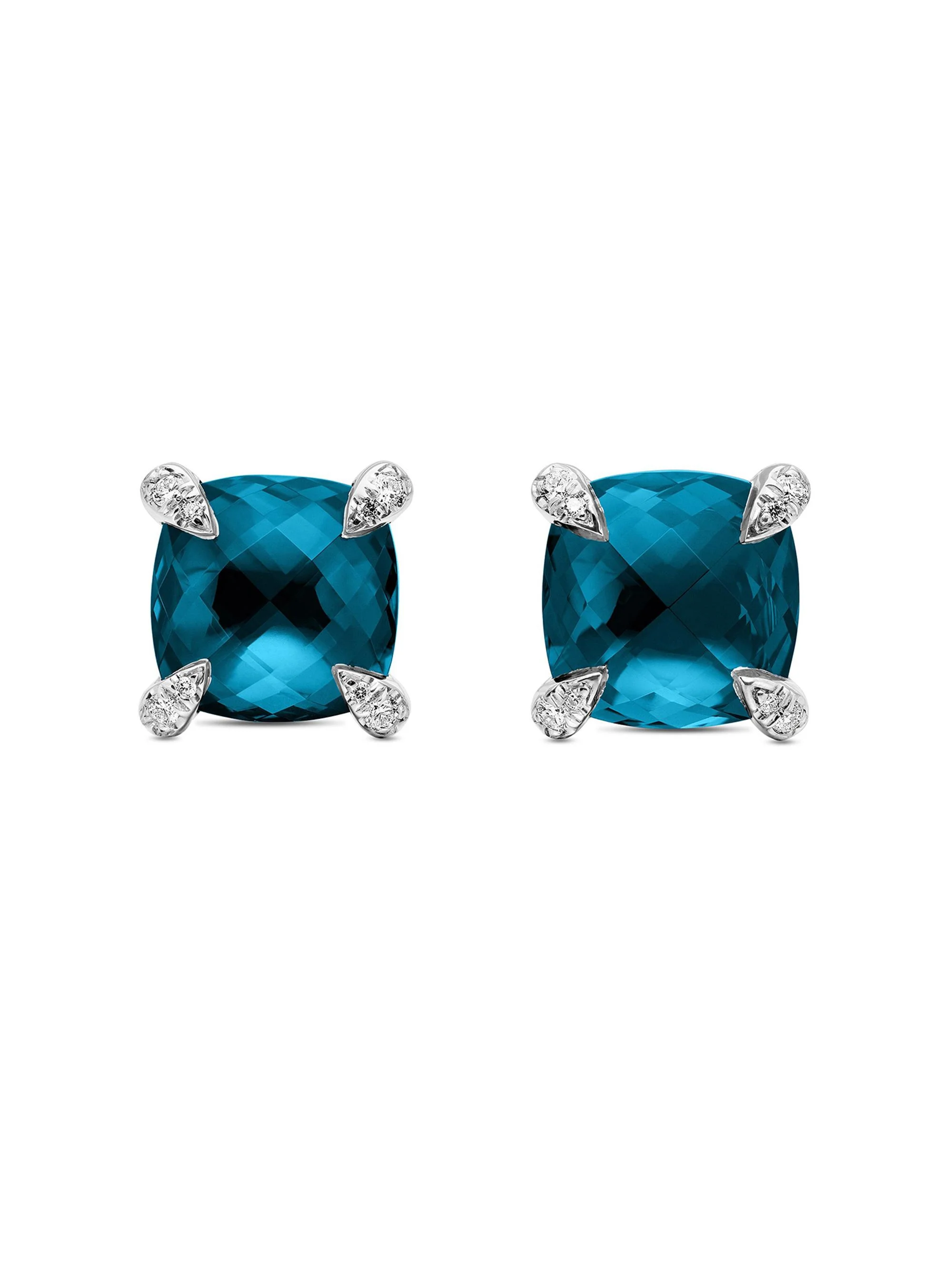 Women's Chatelaine Stud Earrings in Sterling Silver - Hampton Blue Topaz - 1