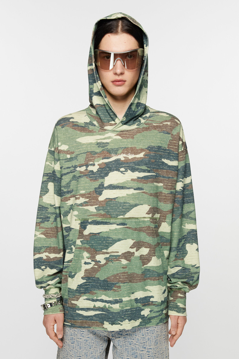 Acne Studios Print logo hoodie - Khaki green outlook