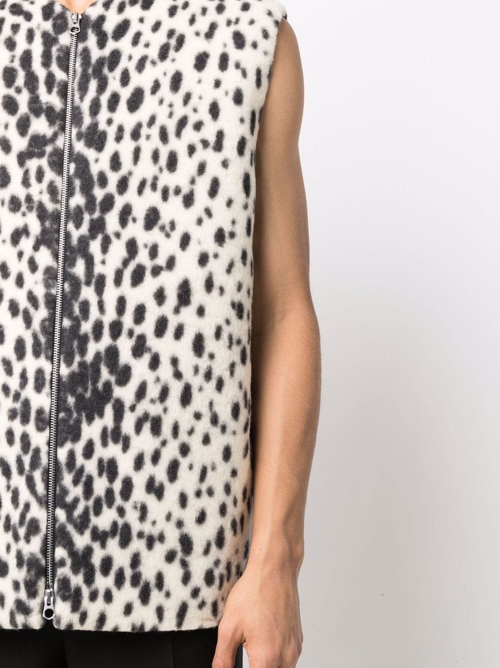 leopard-print zip-up gilet - 5