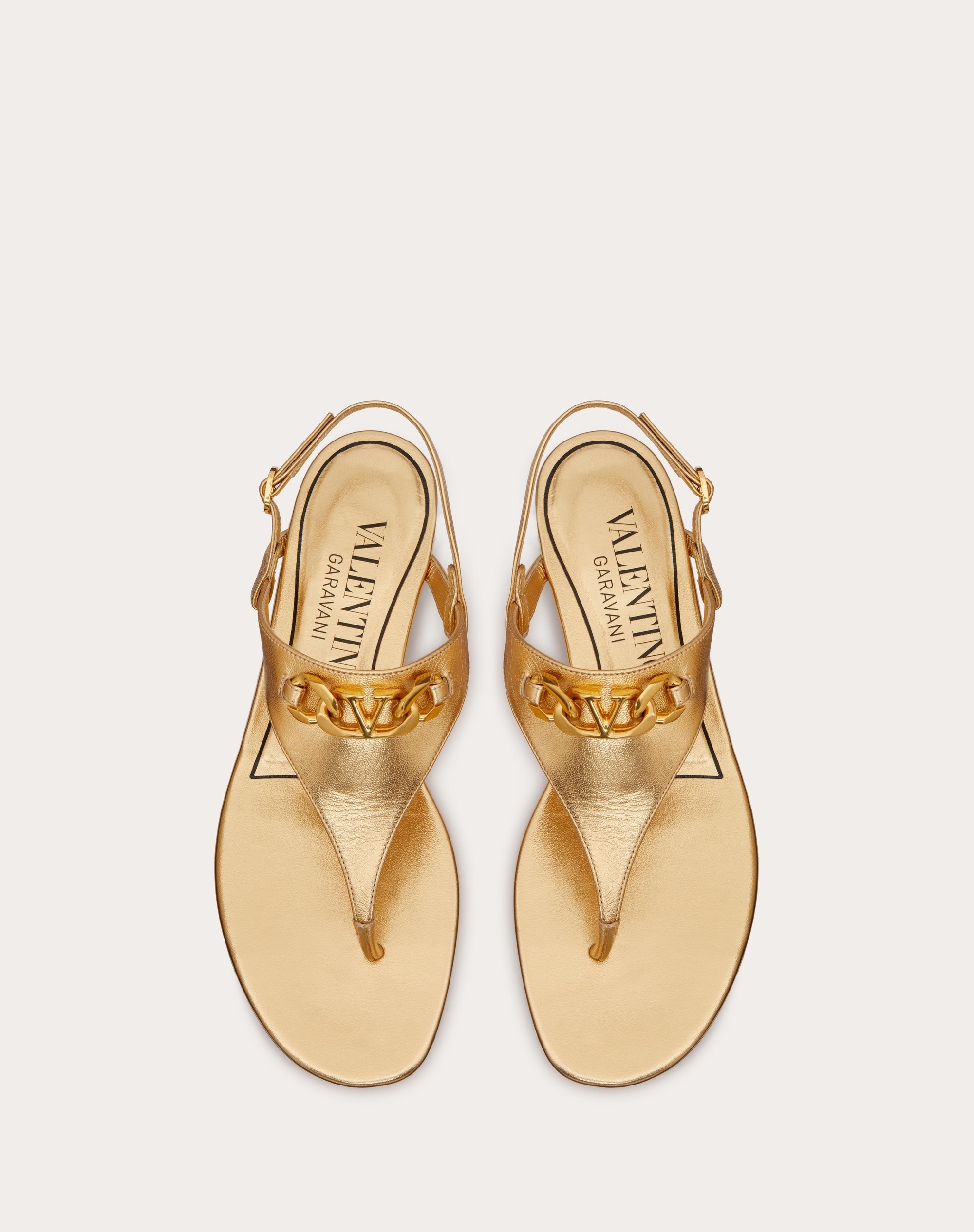 VLOGO CHAIN METALLIC NAPPA FLAT THONG SANDALS - 3