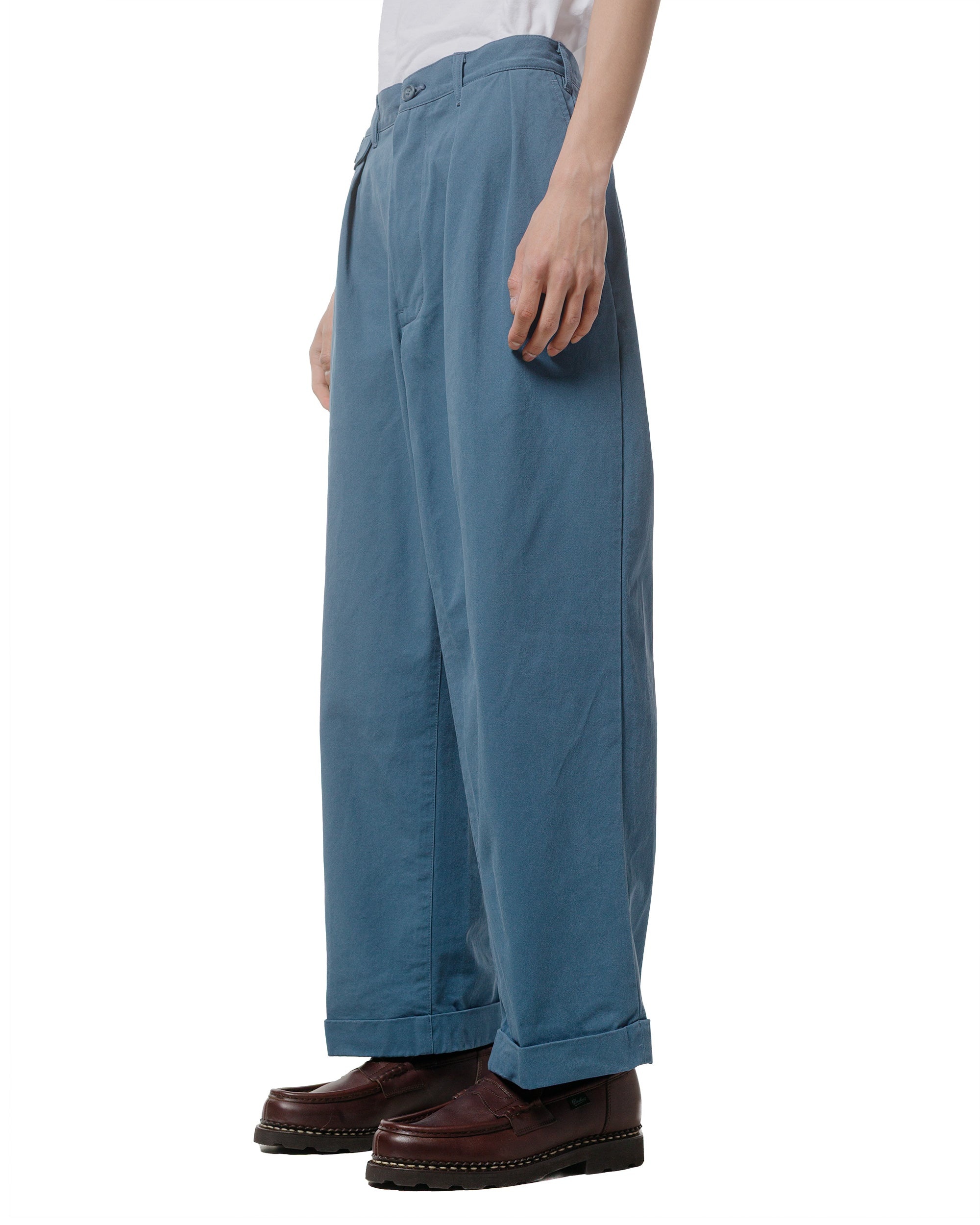 2Pleats Trousers Twill Bio Washed Sax - 2