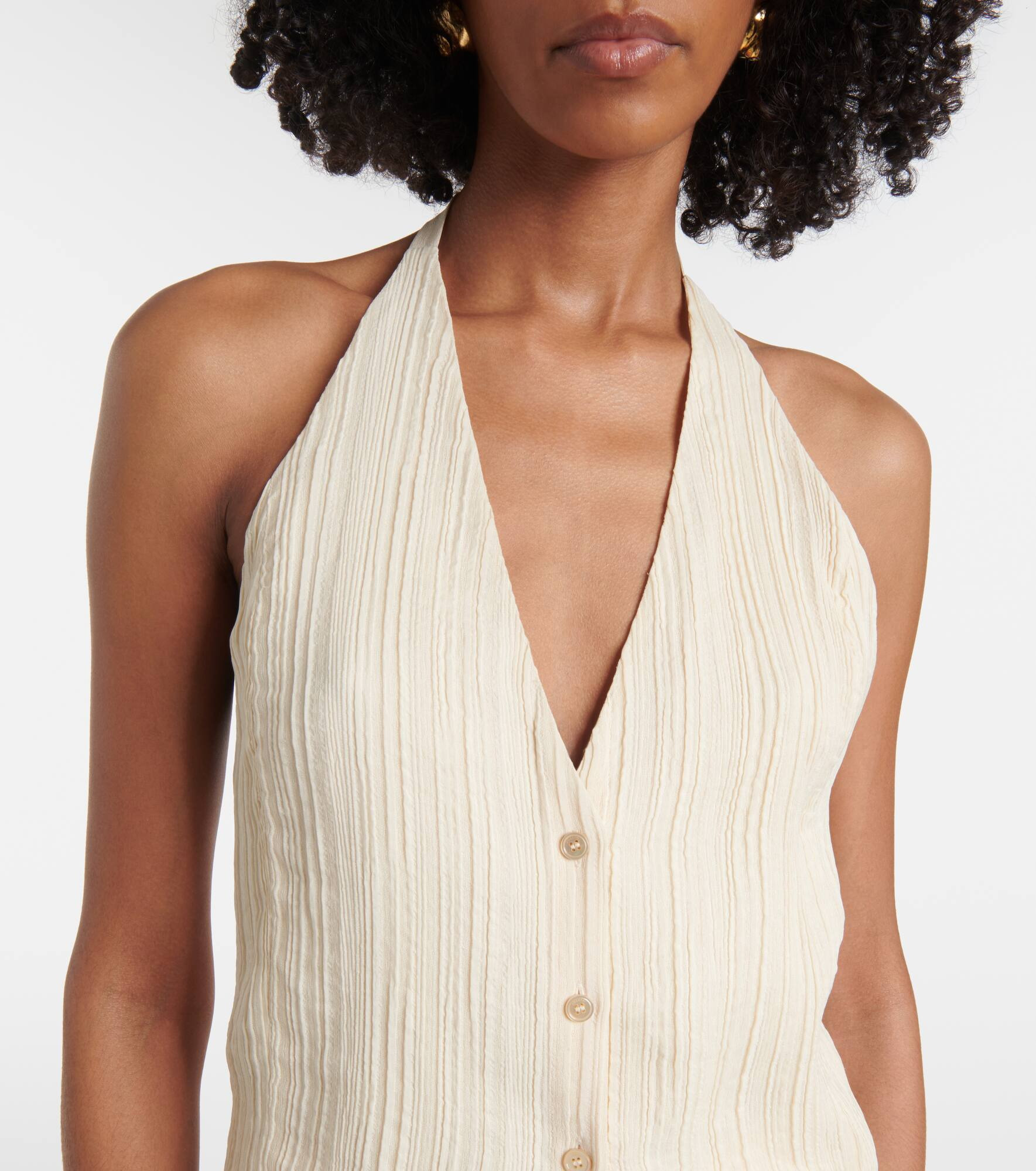 Suez pleated halterneck vest - 4
