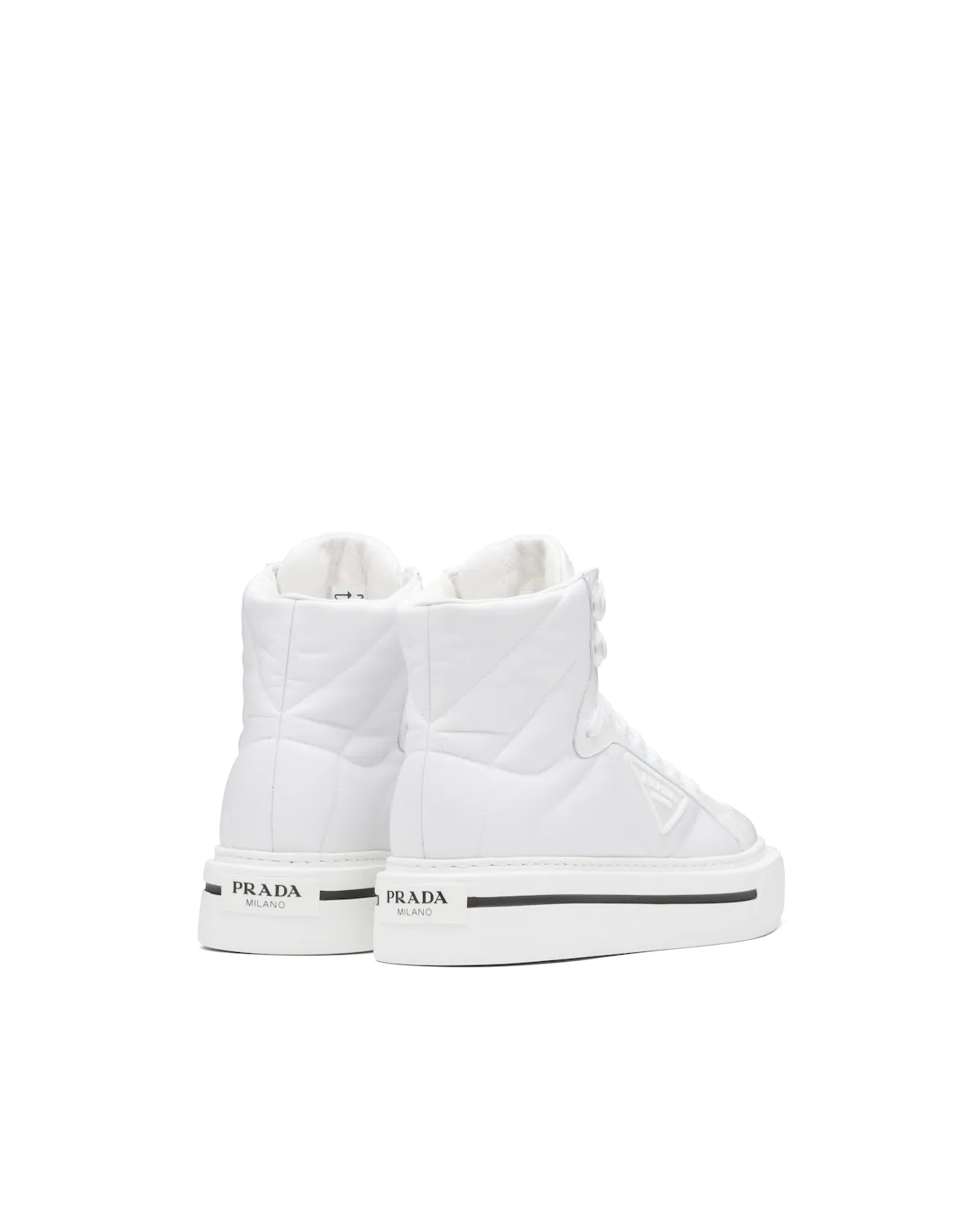 Prada Macro Re-Nylon and brushed leather high-top sneakers - 4