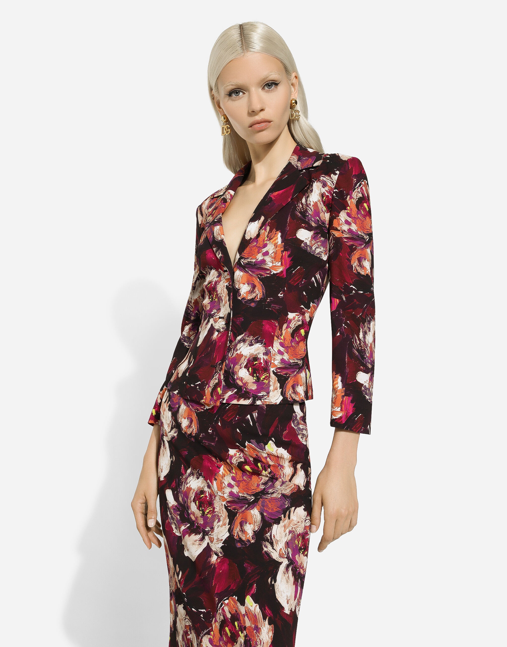 Short cady jacket with peony print - 4