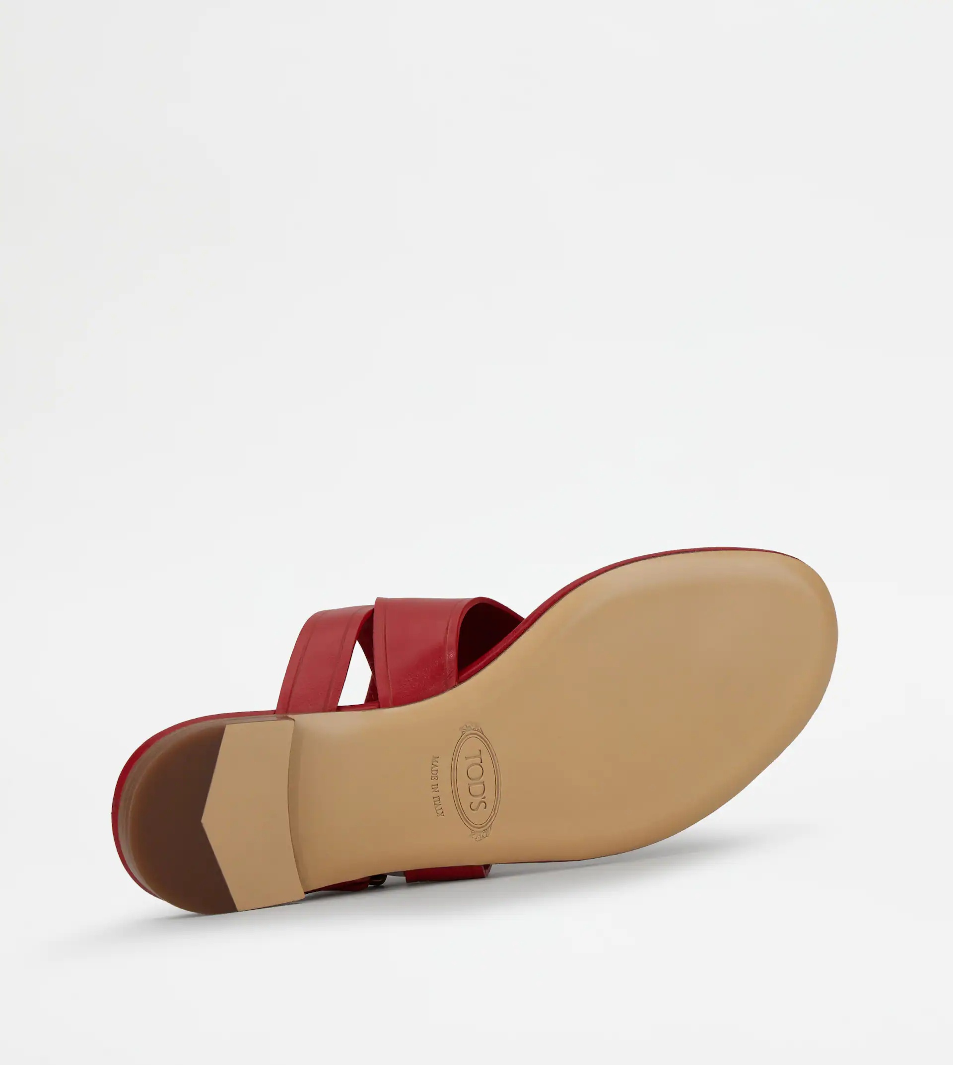THONG SANDALS IN LEATHER - RED - 4