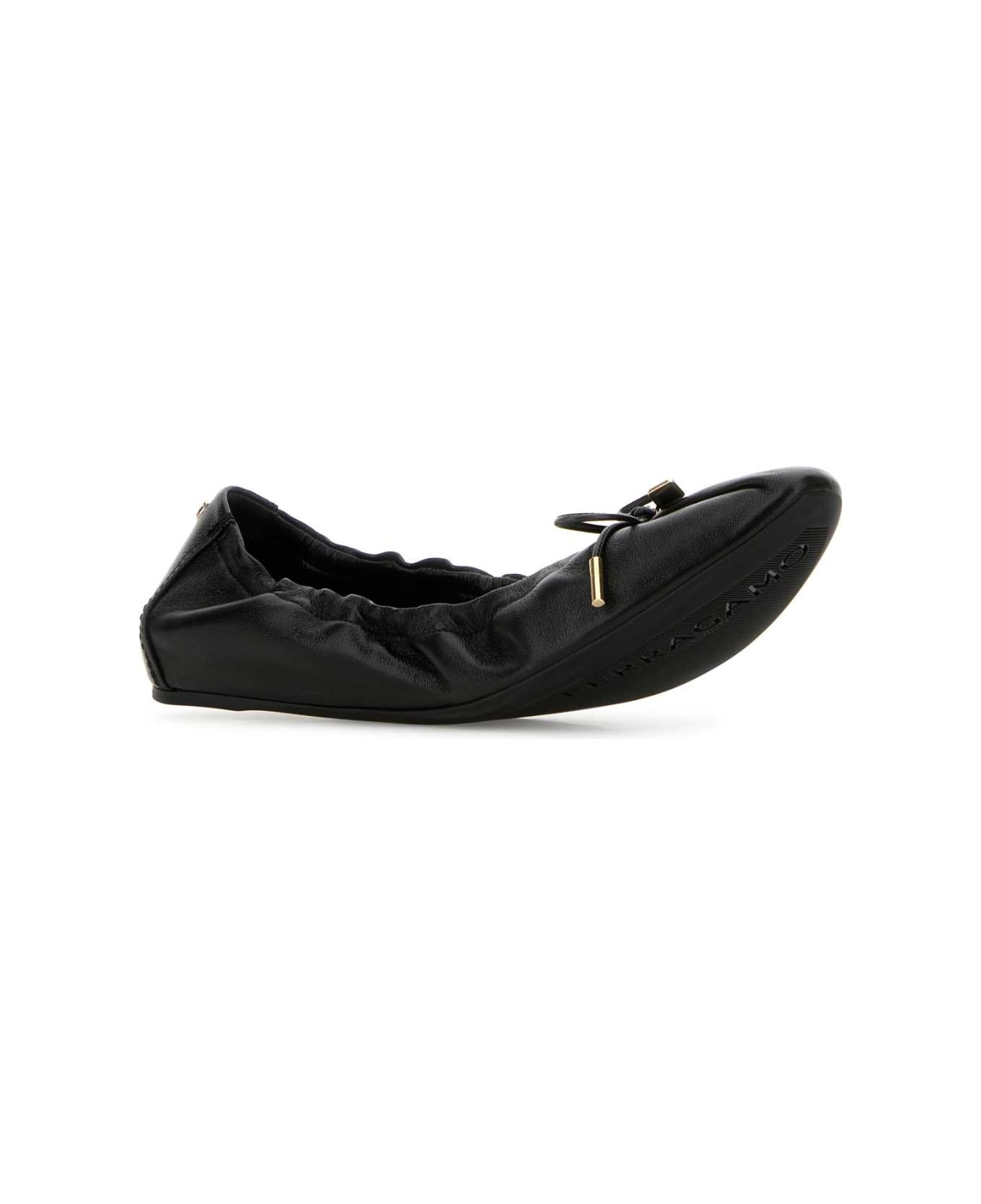 Black Leather Joelle Ballerinas - 2