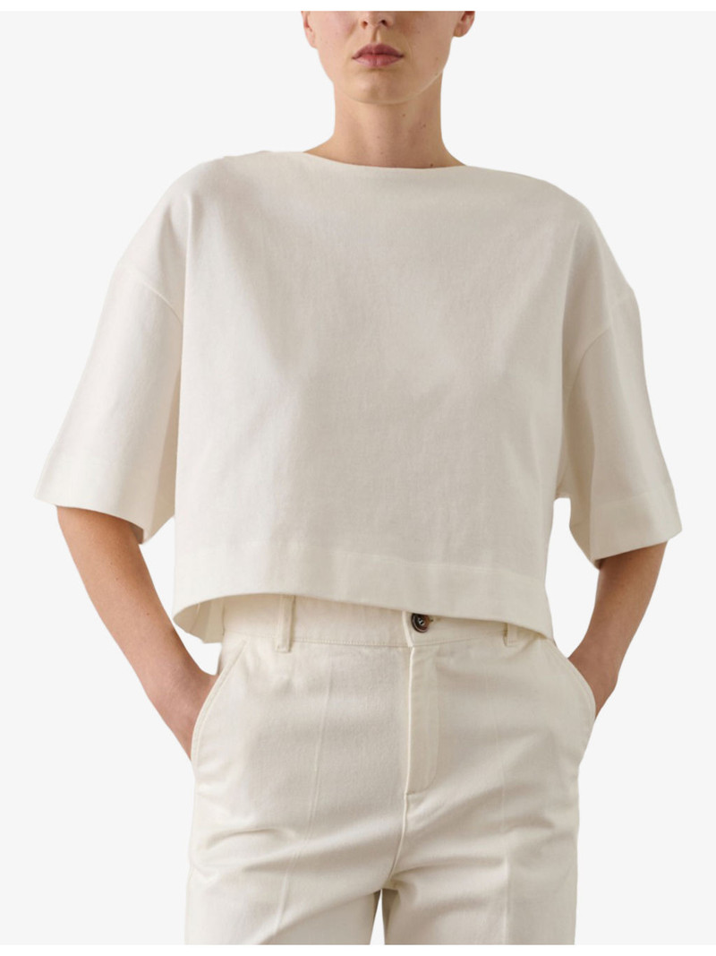 Davina Boat-Collar Cotton T-Shirt 3