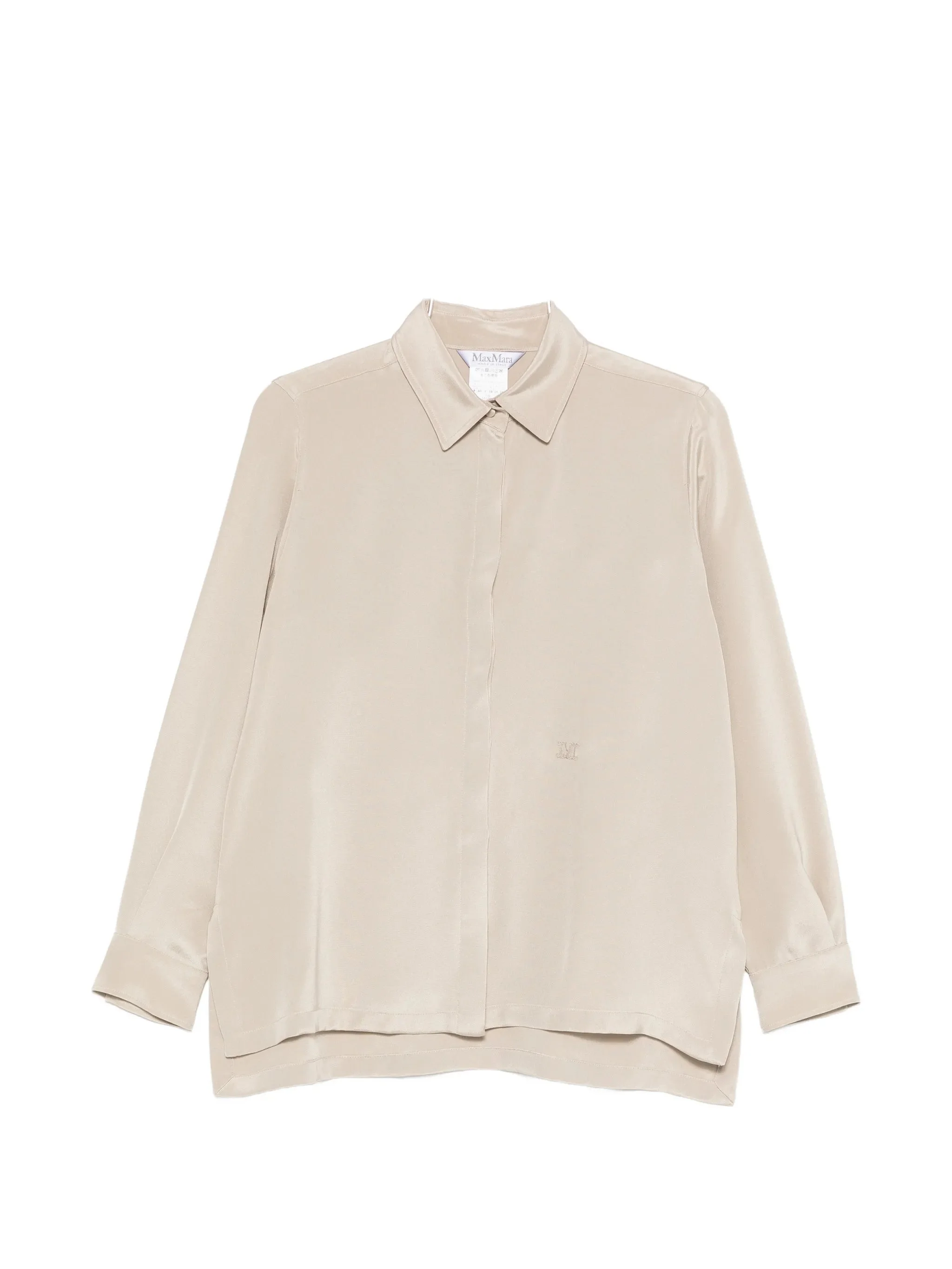 Max Mara Geranio Embroidered-logo Silk Shirt - 1