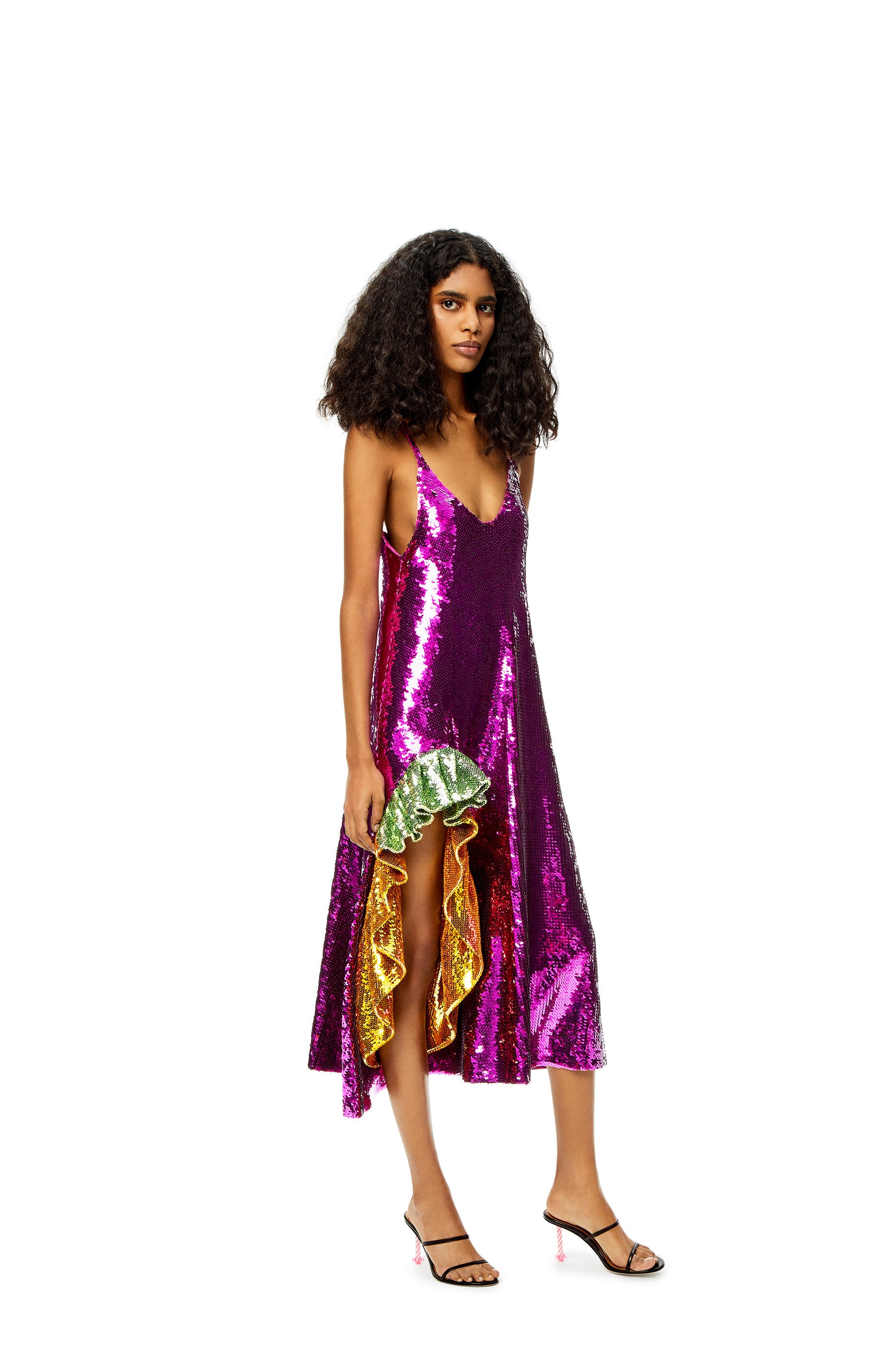 Sequin ruffle dress in wool - 2