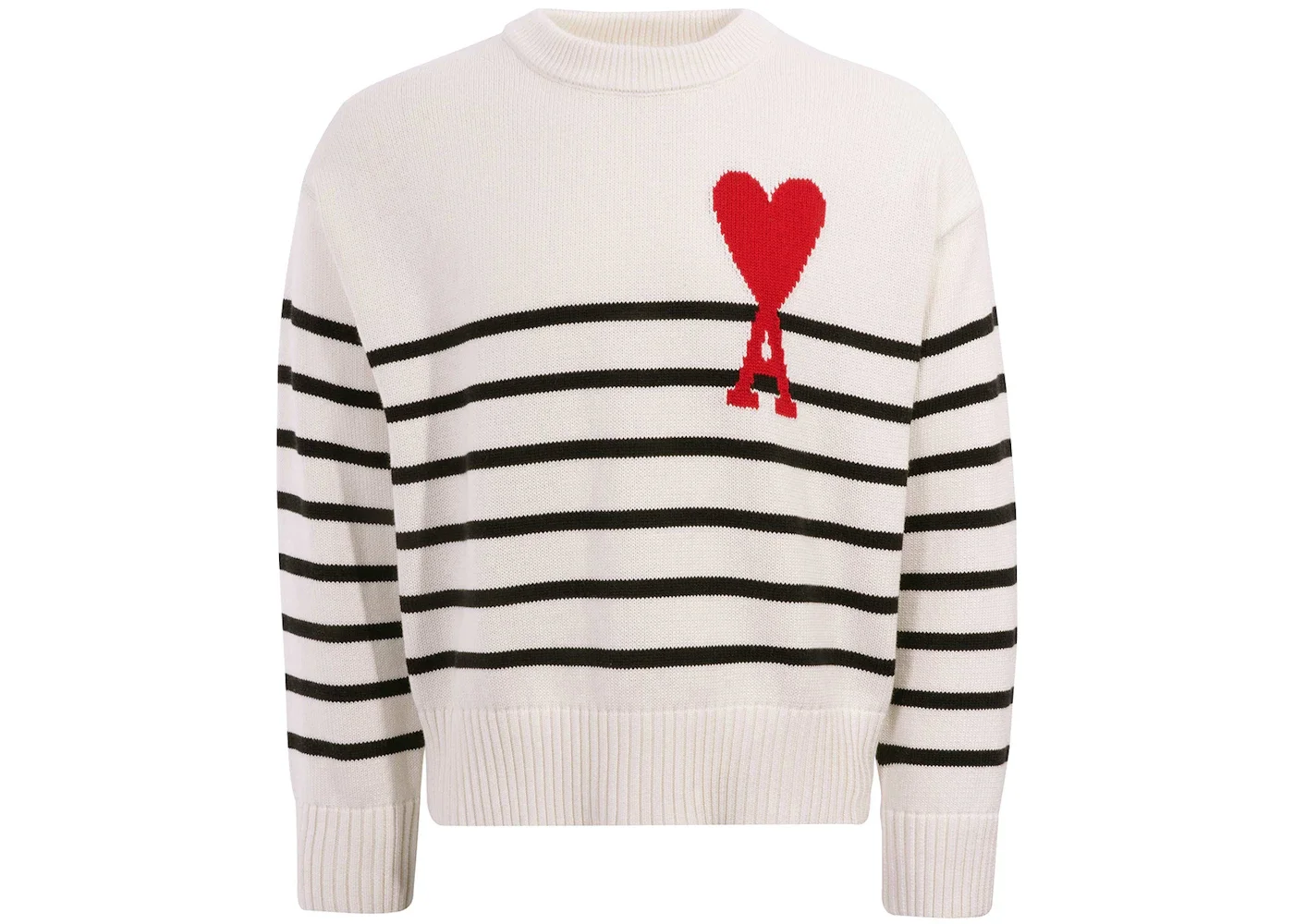 Ami Paris Ami De Coeur Striped Sweater White - 1