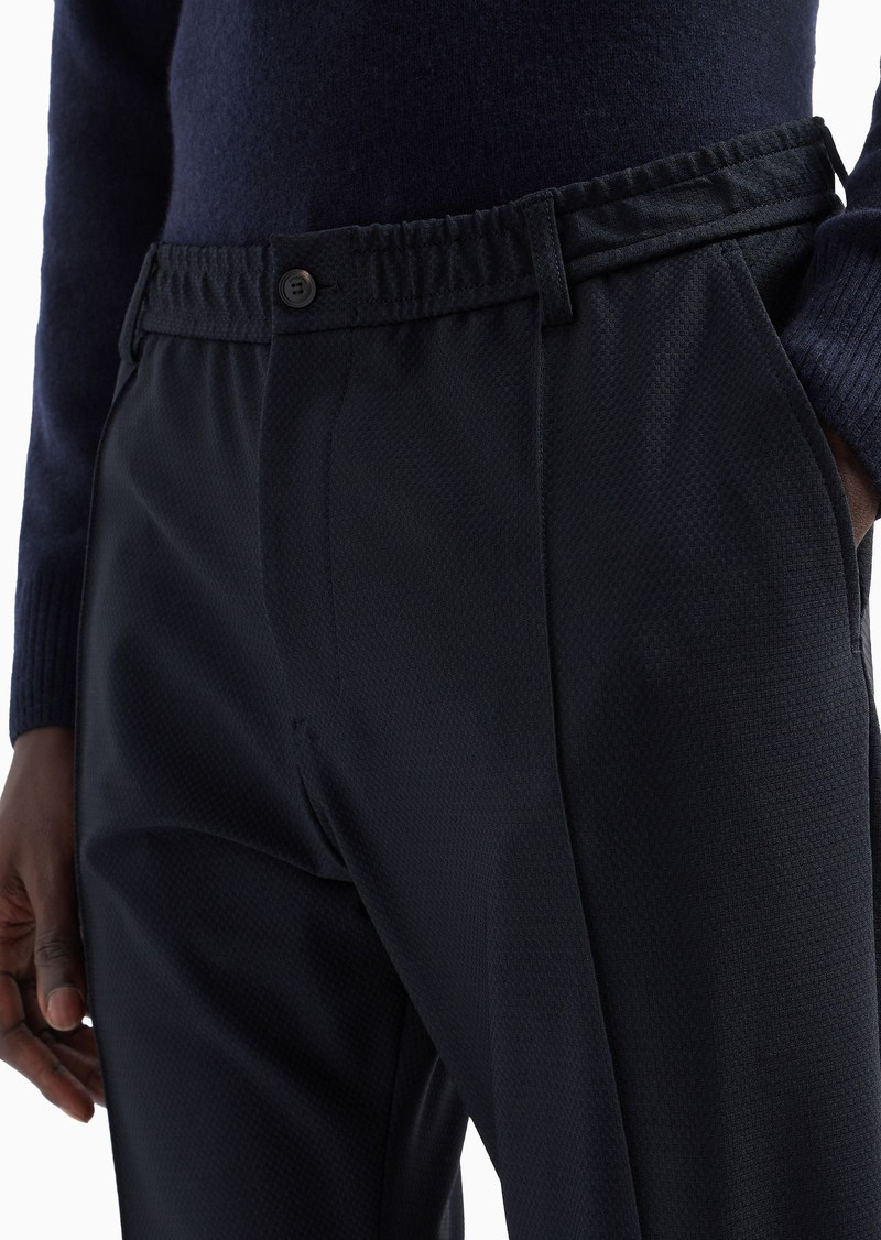 3D-effect micro-pattern technical-jersey trousers with ribbing 5