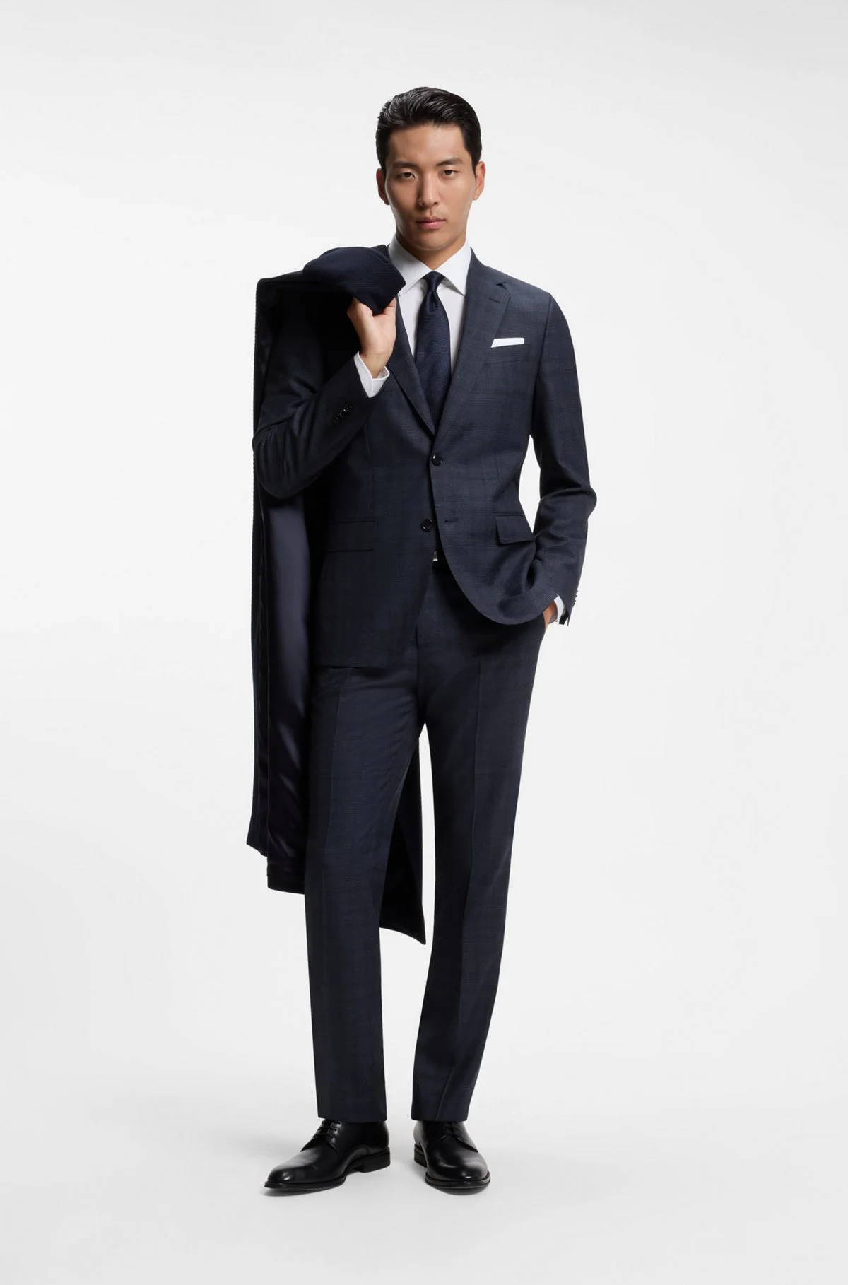BOSS ONE TWO-PIECE SLIM-FIT SUIT IN CHECKED VIRGIN WOOL - 1