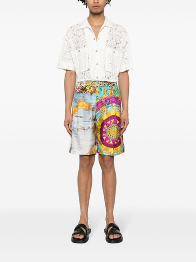 Moschino graphic-print silk shorts outlook