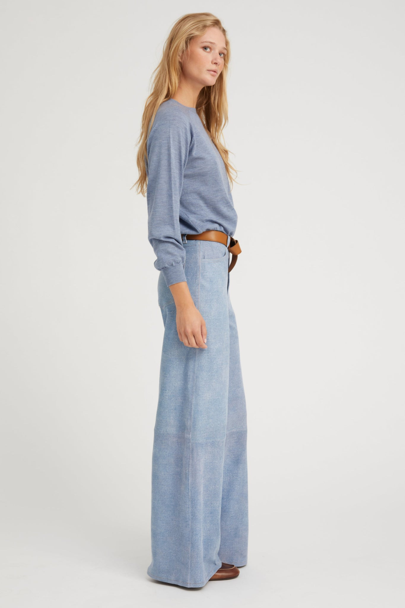 VINTAGE DENIM SUEDE 5 POCKET WIDE LEG - 3