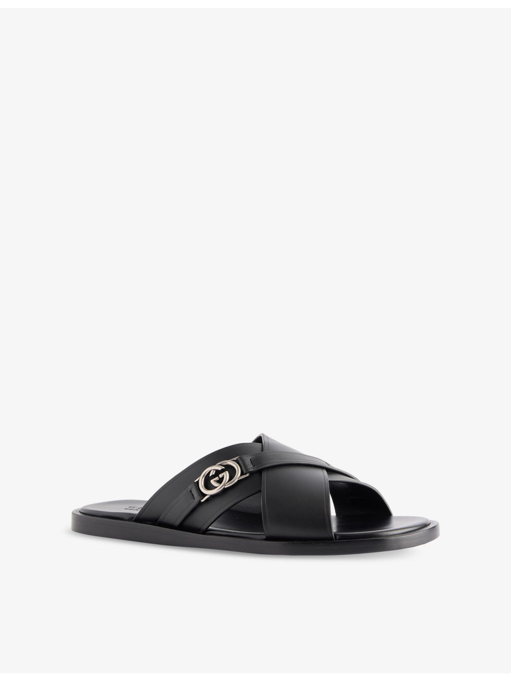 Interlocking G Leather Sliders - 3